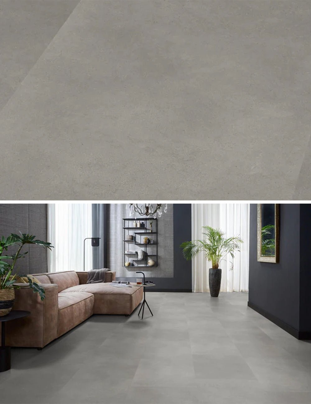 Floorlife Click PVC Tegel Peckham Light Grey 1980 SRC - Betonvloer look 60 x 60 cm - Solza.nl