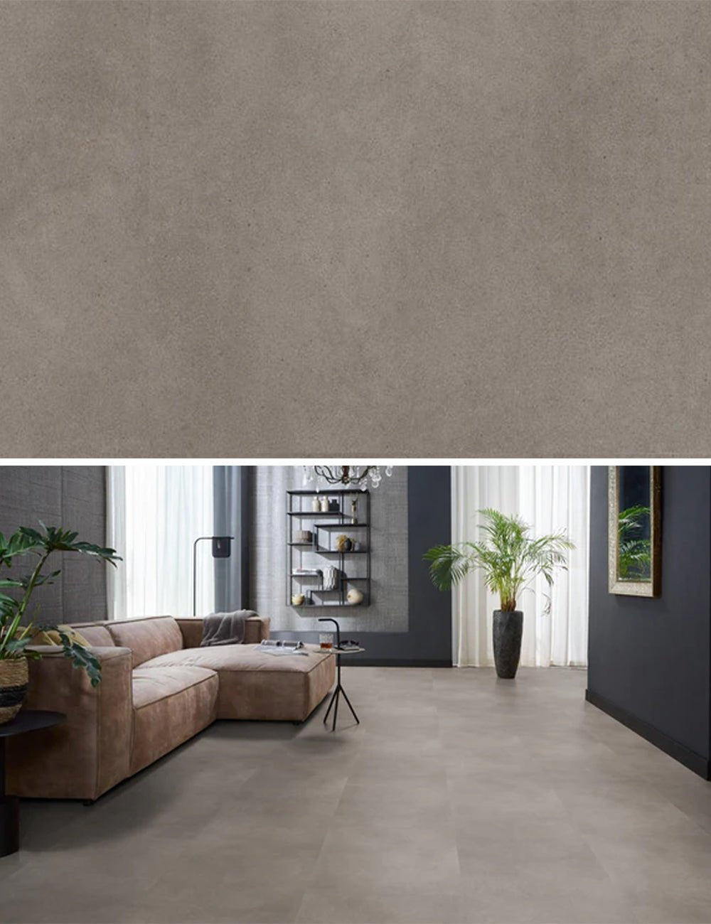 Floorlife Click Dalle PVC Peckham Taupe 1982 SRC - Carré 60x60 cm - Solza.nl