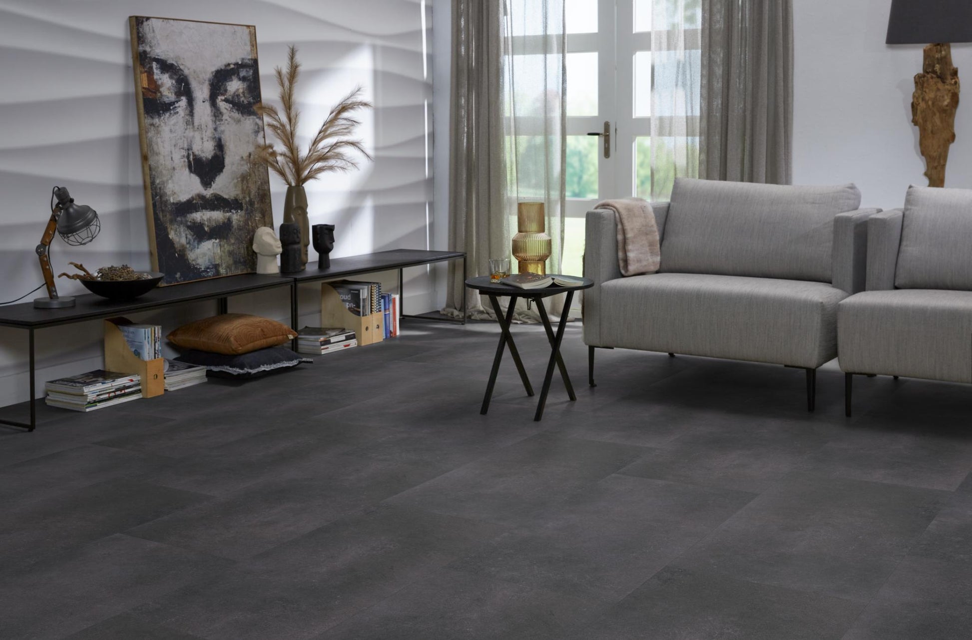 Floorlife Click PVC Tegel Southwark Anthracite 4310 - Antraciet zwart 91.4 x 45.7 cm - Solza.nl