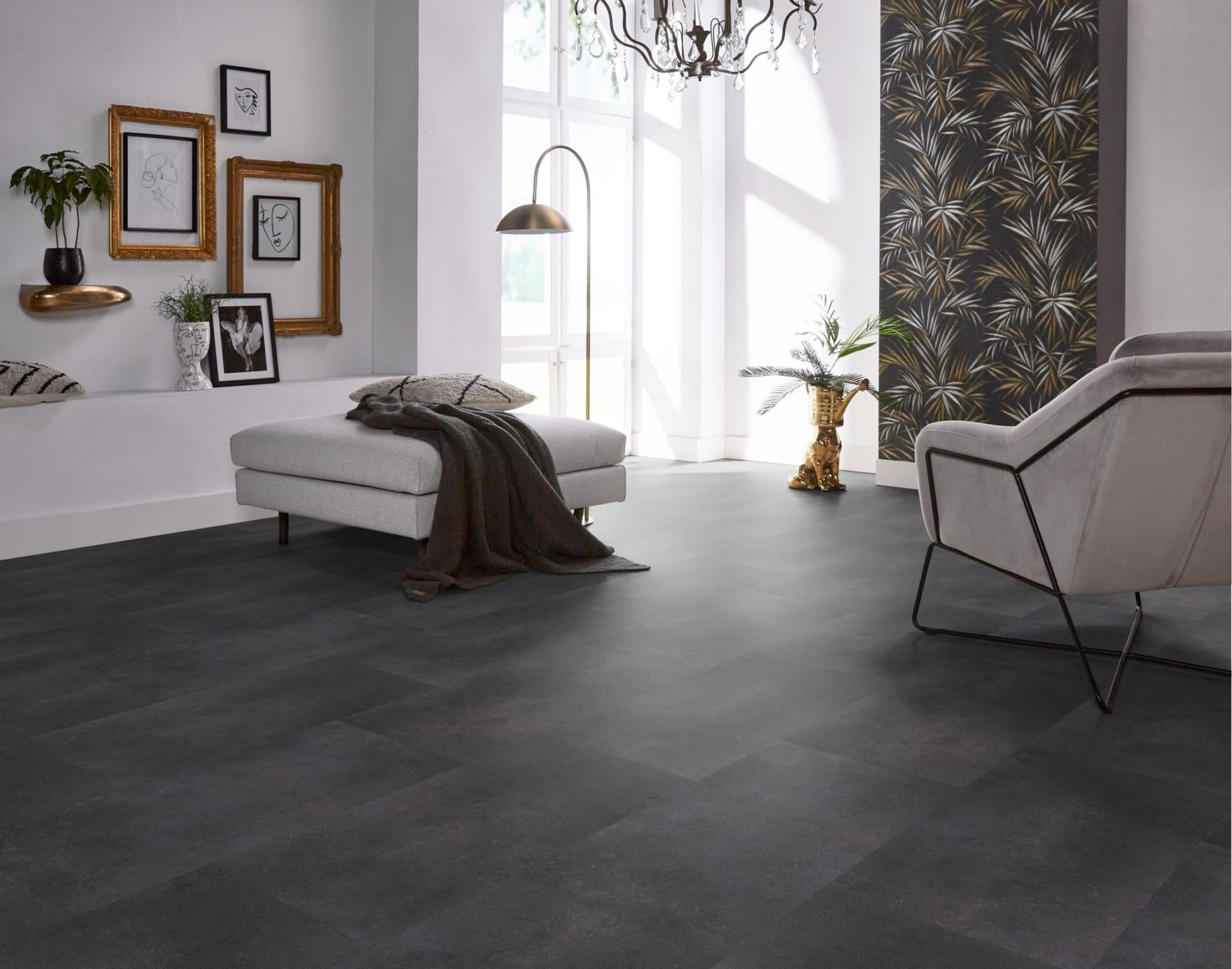 Floorlife Click PVC Tegel Southwark Anthracite 4310 - Antraciet zwart 91.4 x 45.7 cm - Solza.nl