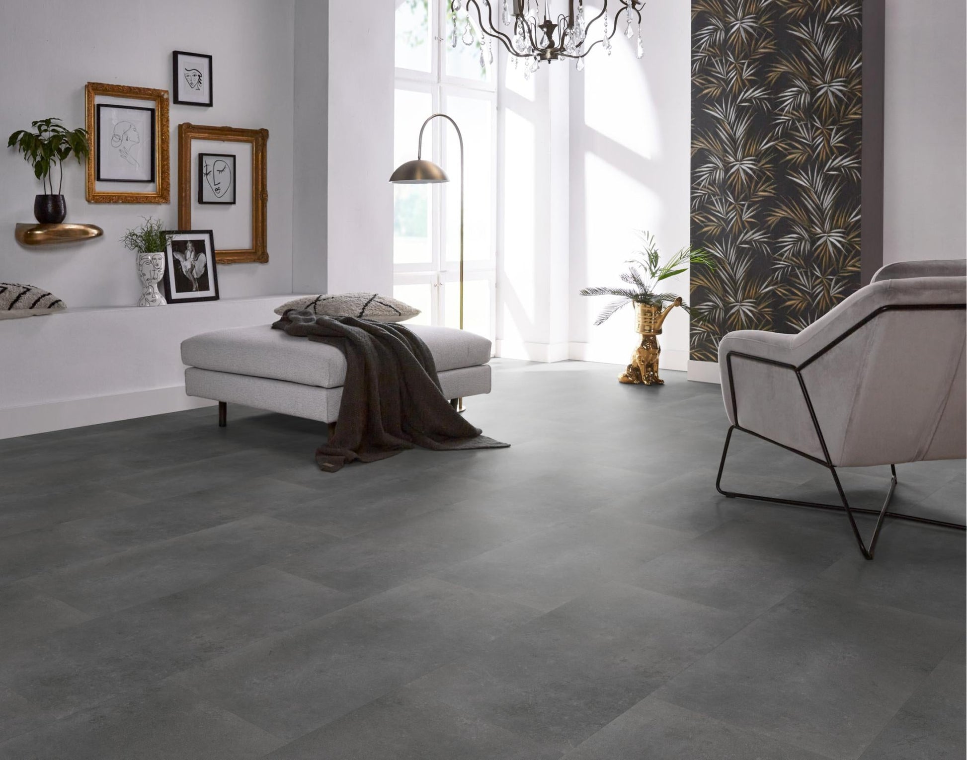 Floorlife Click Dalle PVC Southwark Gris Foncé 4311 - Gris Foncé 91.4x45.7 cm - Solza.fr