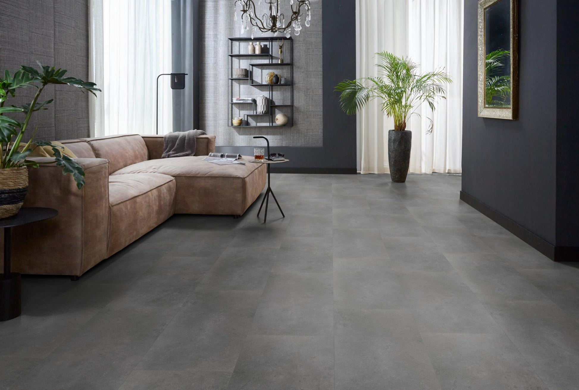 Floorlife Click Dalle PVC Southwark Gris Foncé 4311 - Gris Foncé 91.4x45.7 cm - Solza.fr