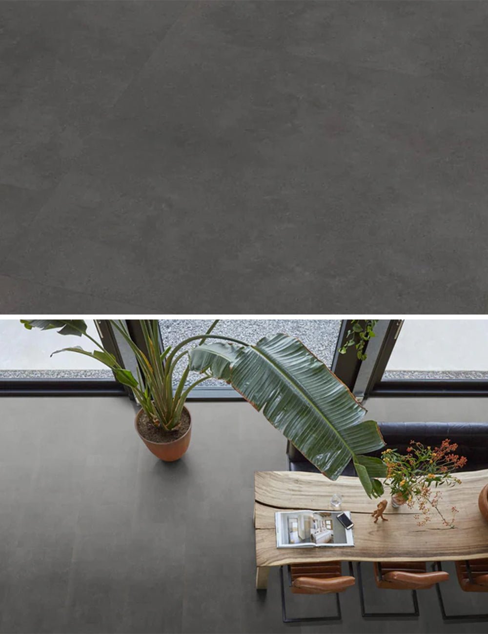 Floorlife Click PVC Tegel Victoria XL Anthracite 6213 SRC - 81.2 x 40.6 cm - Solza.nl