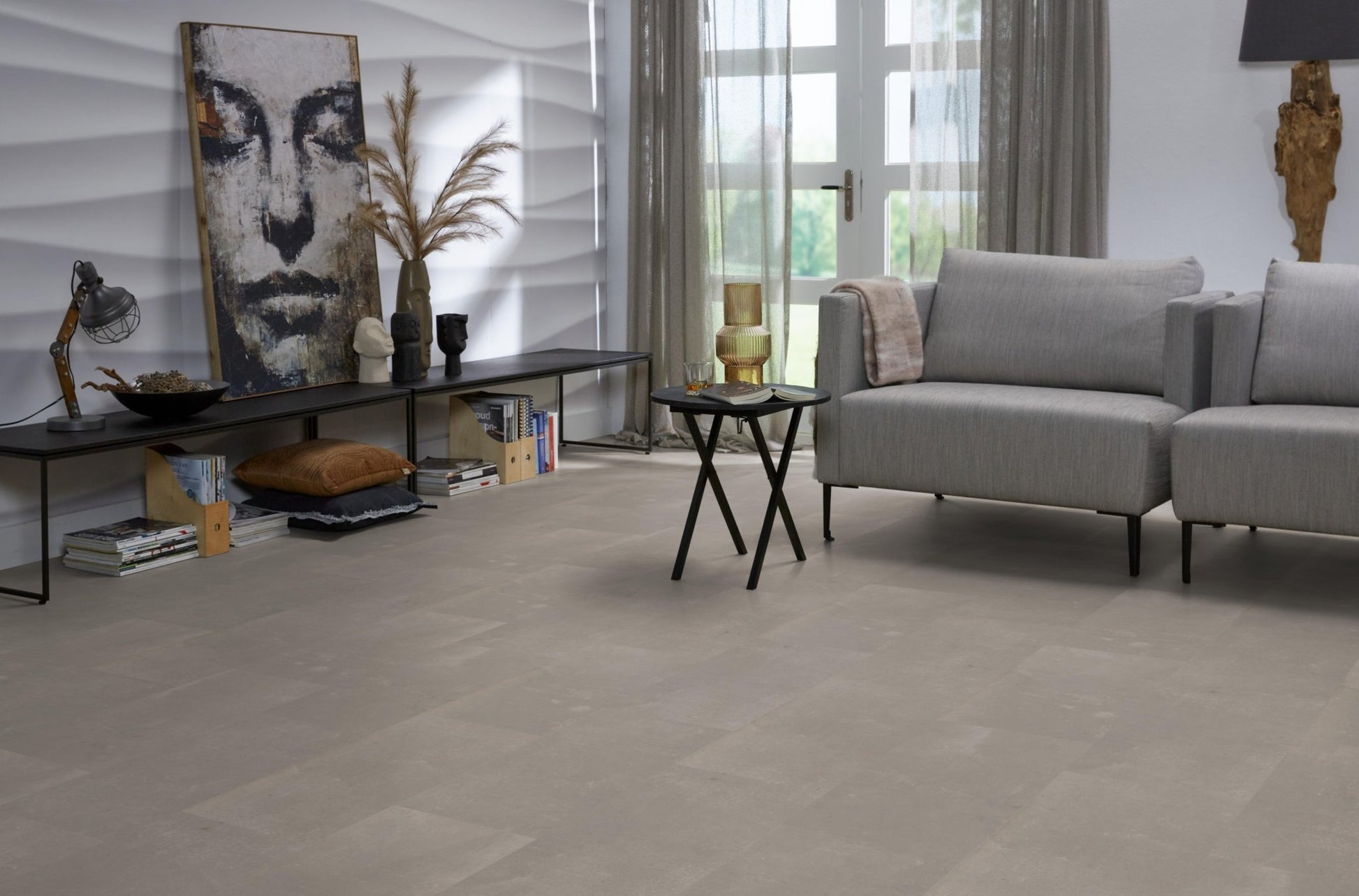 Floorlife Click PVC Tegel Westminster Taupe 6201 SRC - Vierkant 61x61 cm - Solza.nl