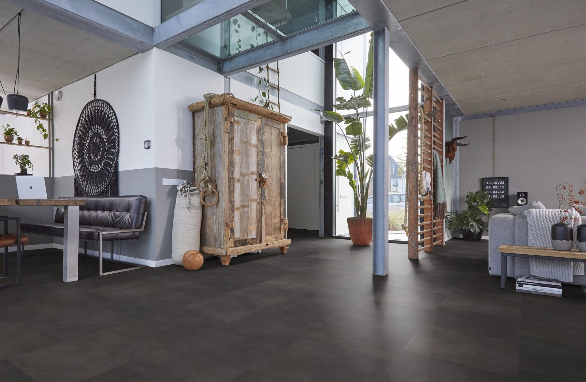 Floorlife Peckham Anthracite 1883 Tegel Dryback PVC - 61x61 cm - Solza.nl