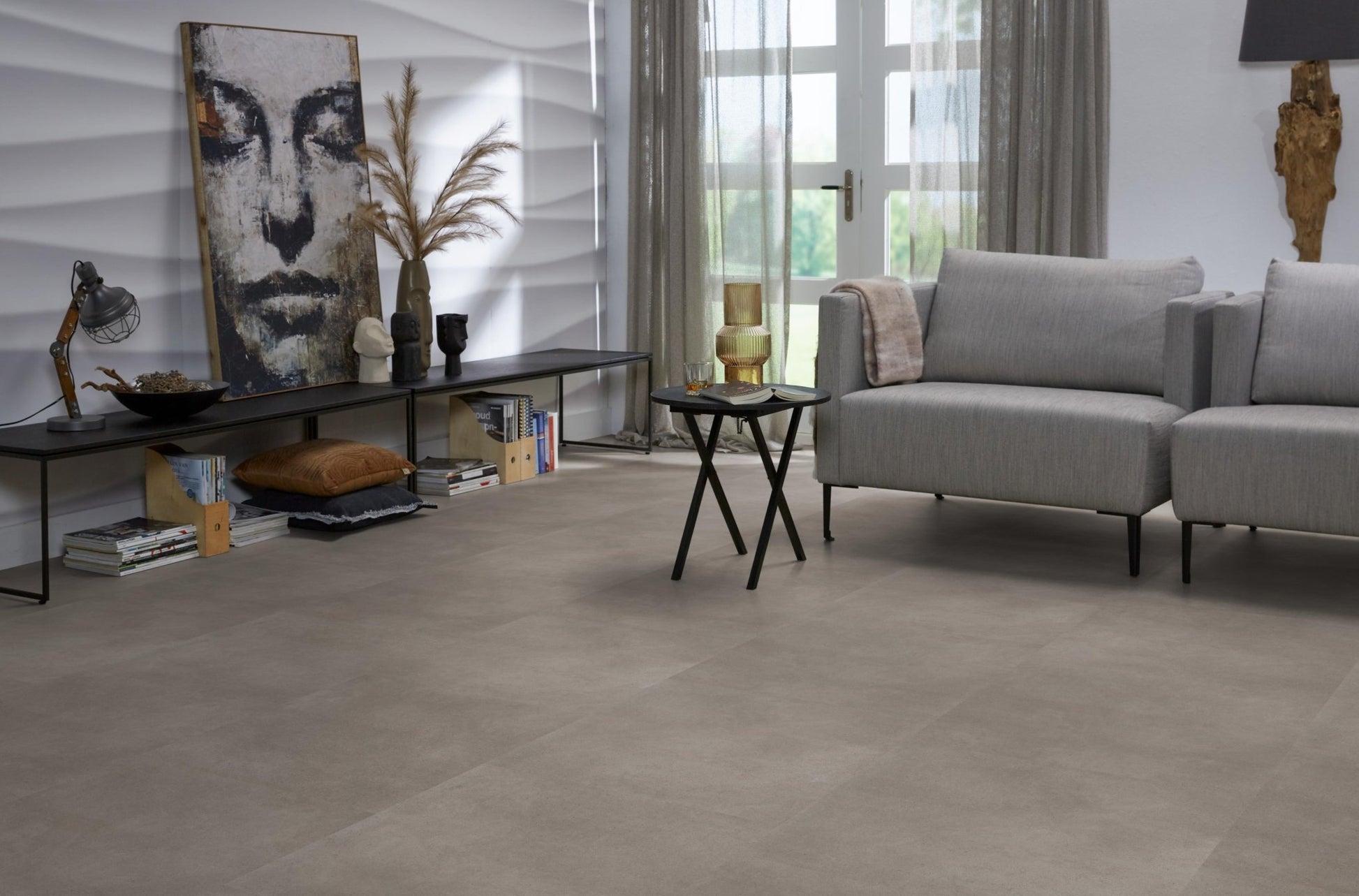 Floorlife Peckham Taupe 1882 Tegel Dryback PVC - 61x61 cm - Solza.nl