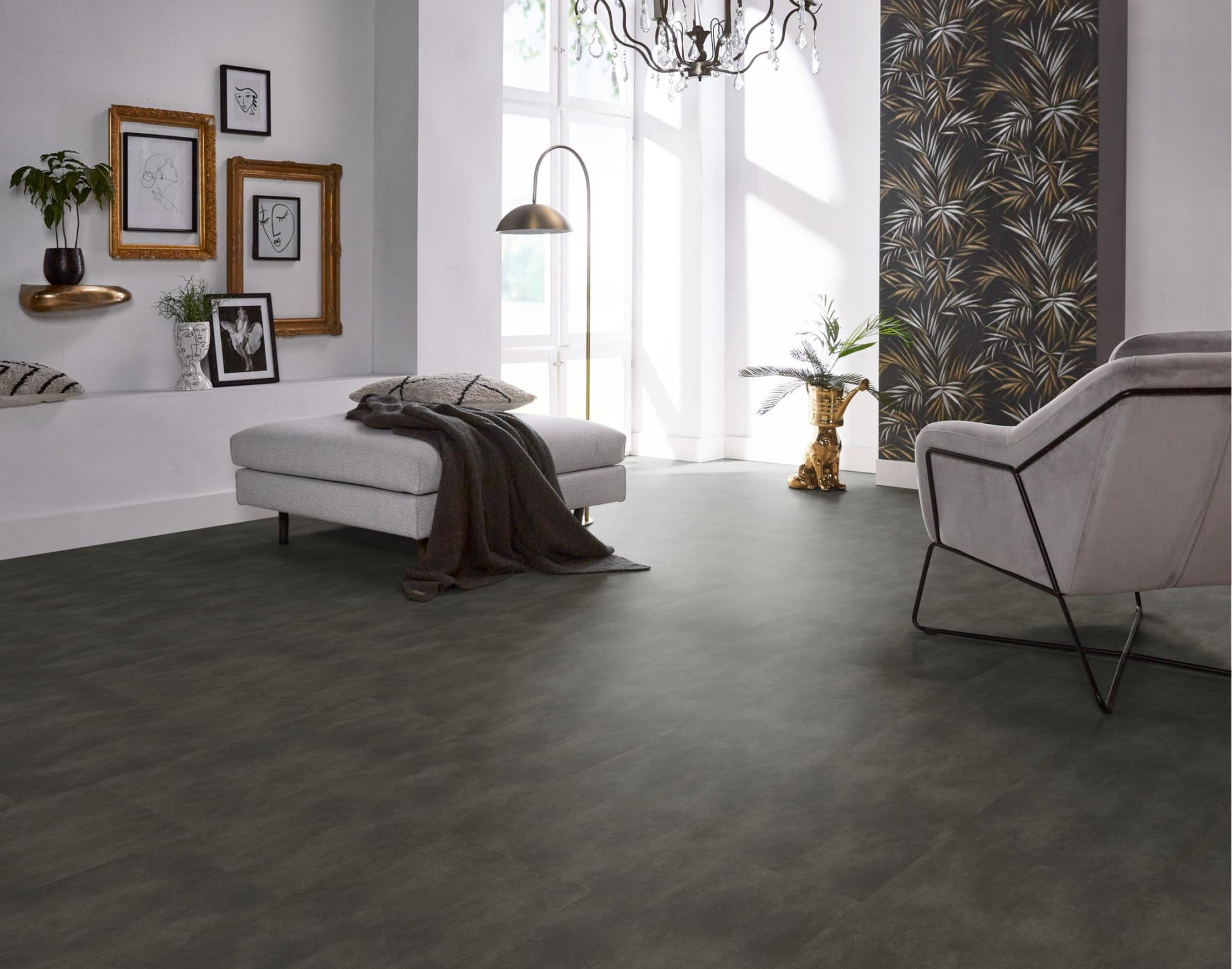 Floorlife The Rocks XL Anthracite 2119 Tegel Dryback PVC - Solza.nl