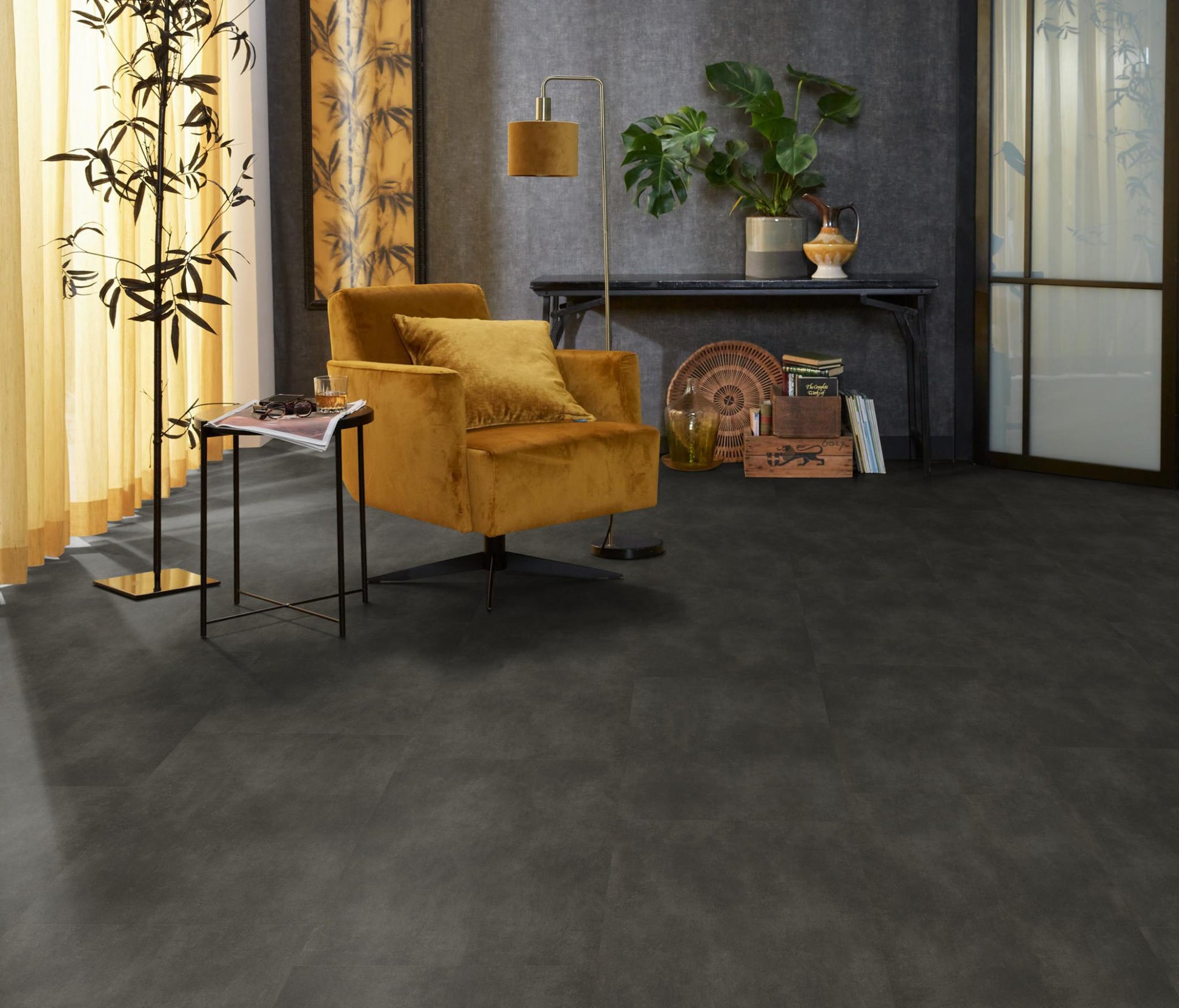 Floorlife The Rocks XL Anthracite 2119 Tegel Dryback PVC - Solza.nl