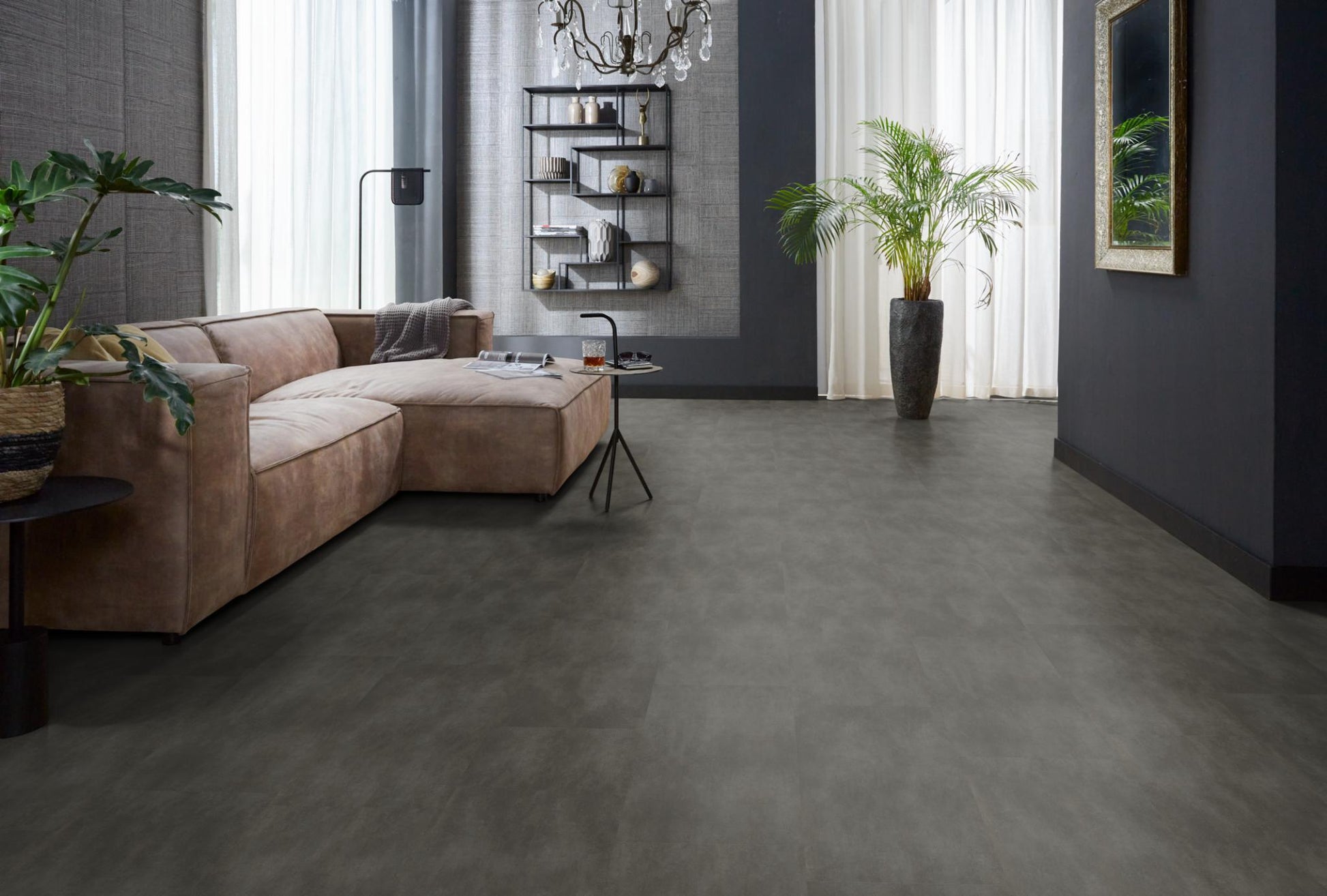 Floorlife The Rocks XL Anthracite 2119 Tegel Dryback PVC - Solza.nl