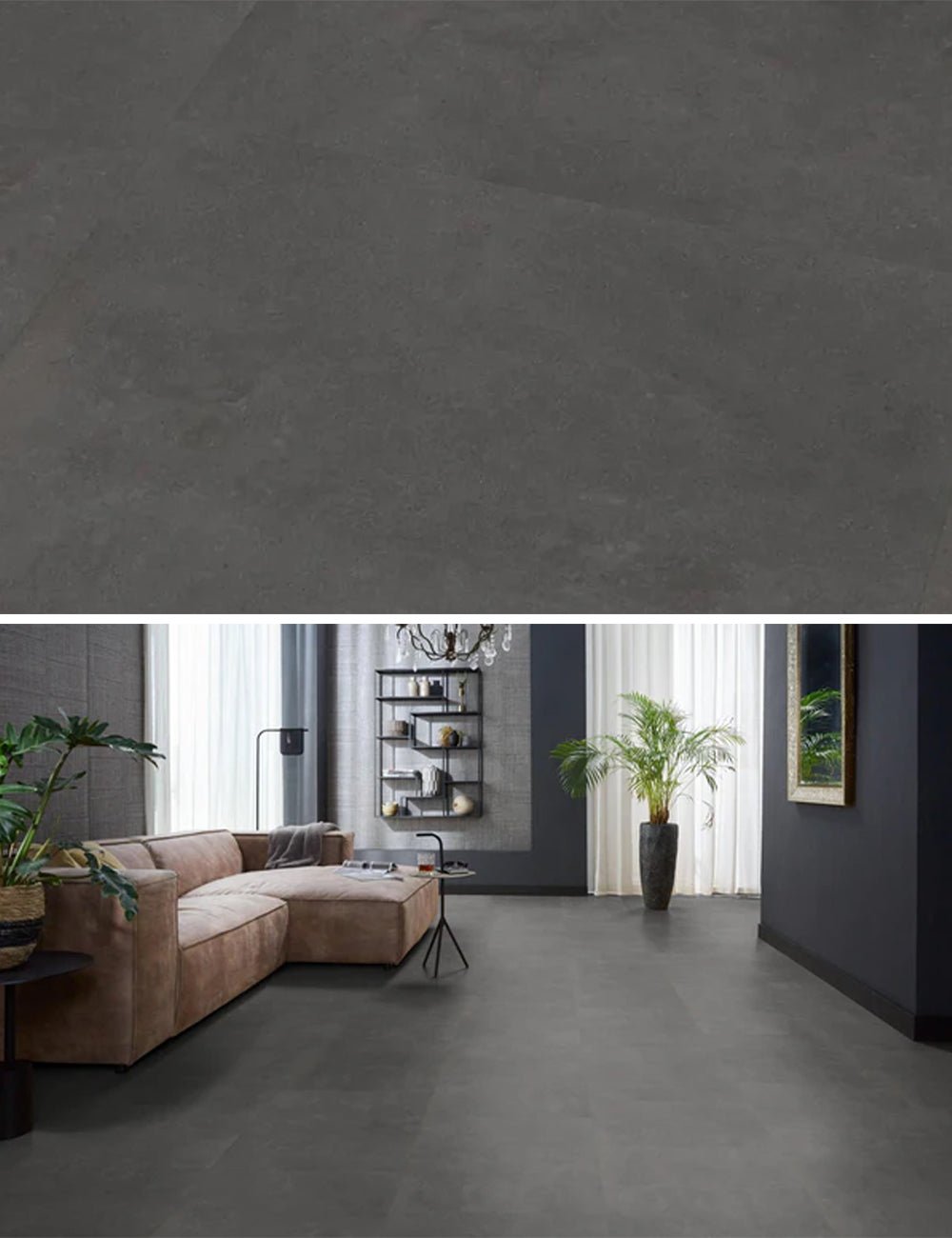 Floorlife Victoria Anthracite 5213 Tegel Dryback PVC - Zwarte PVC Vloertegel 61x61 cm - Solza.nl