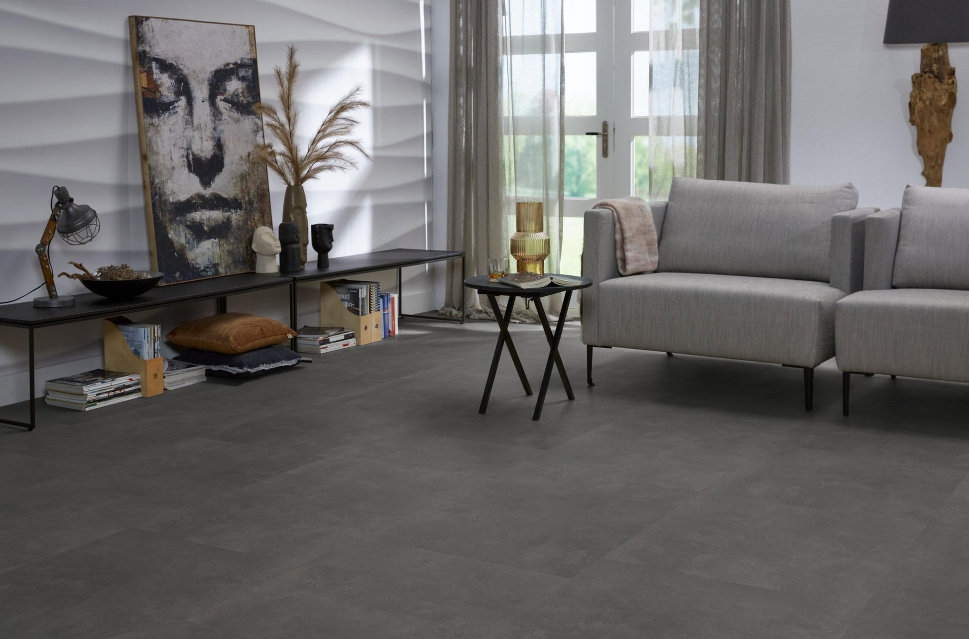 Floorlife Victoria Anthracite 5213 Tegel Dryback PVC - Zwarte PVC Vloertegel 61x61 cm - Solza.nl