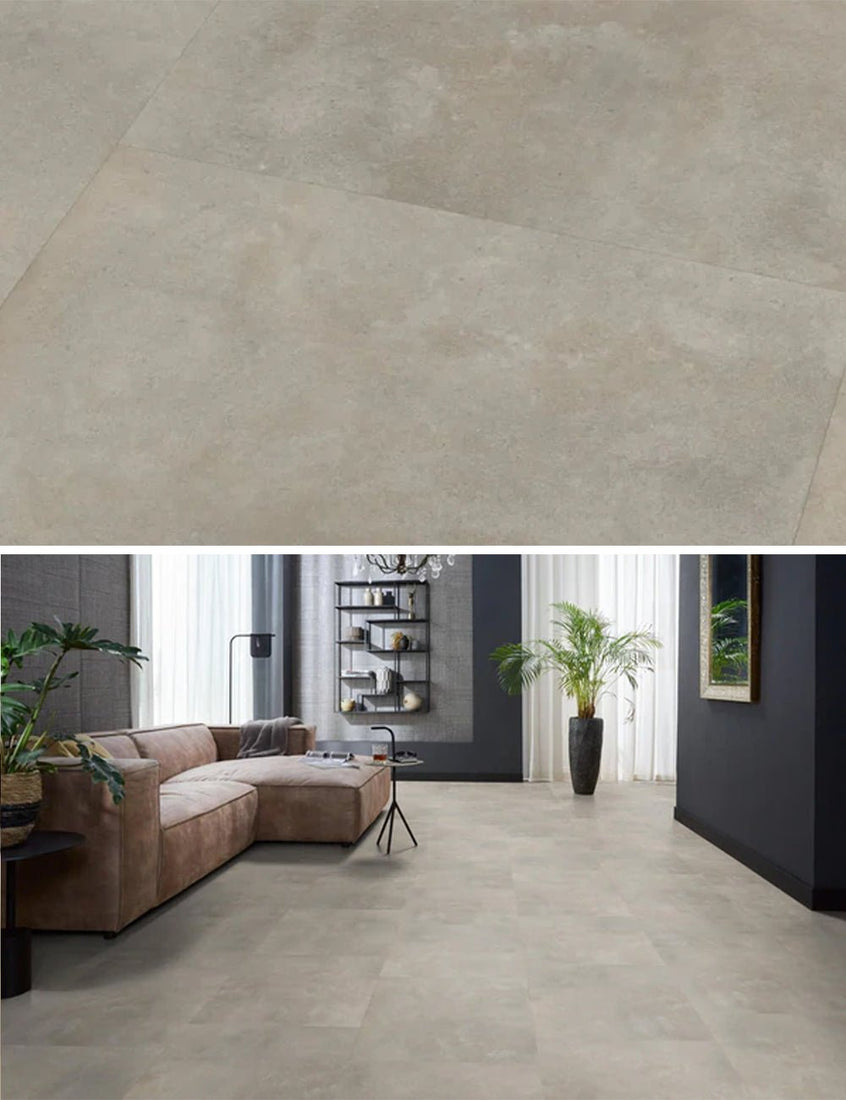 Floorlife Victoria Beige 5210 Tegel Dryback PVC - Vloertegel betonlook 61x61 cm - Solza.nl