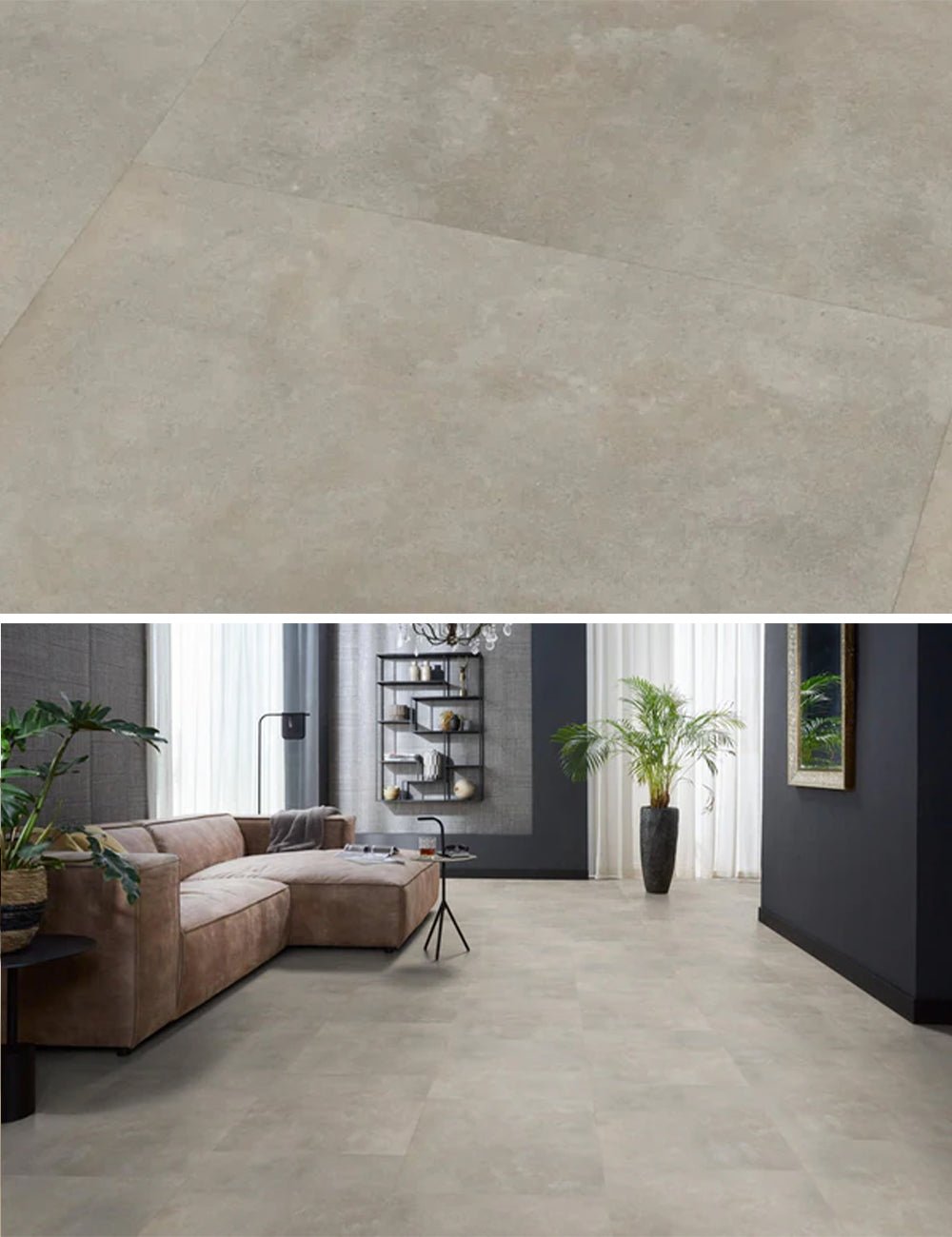 Floorlife Victoria Beige 5210 Tile Dryback PVC - Carrelage de sol aspect béton 61x61 cm - Solza.nl