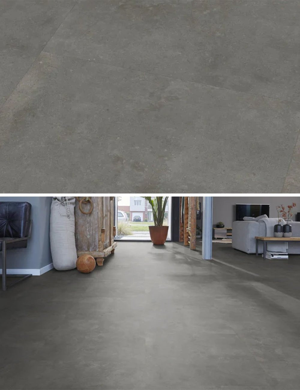 Floorlife Victoria Grey 5212 Carrelage Dryback PVC - Aspect pierre naturelle 61x61 cm - Solza.fr