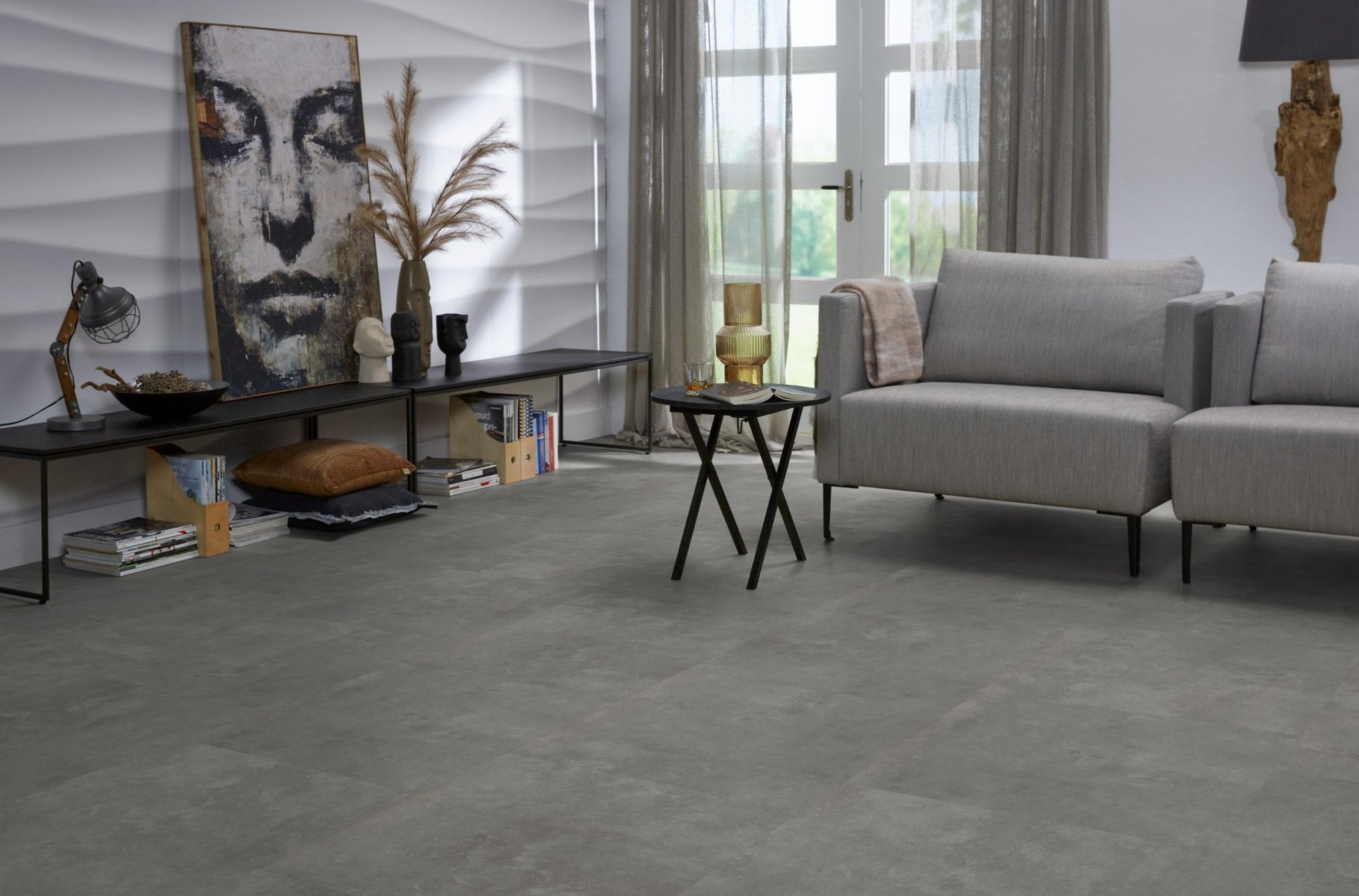 Floorlife Victoria Grey 5212 Tegel Dryback PVC - Natuursteenlook 61x61 cm - Solza.nl