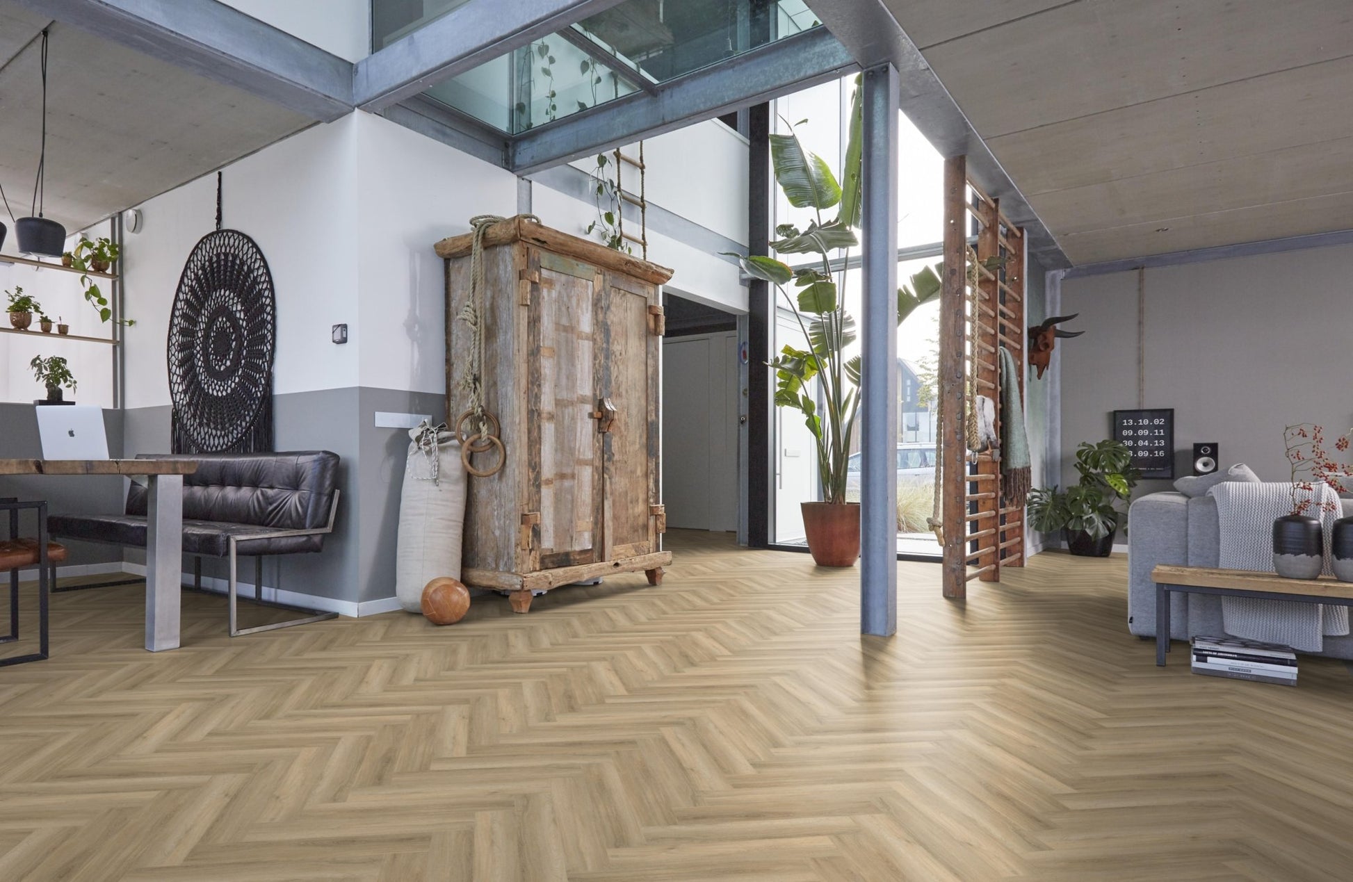 Floorlife Visgraat Click PVC YUP Herringbone Paddington Beige 3504 SRC - Solza.nl