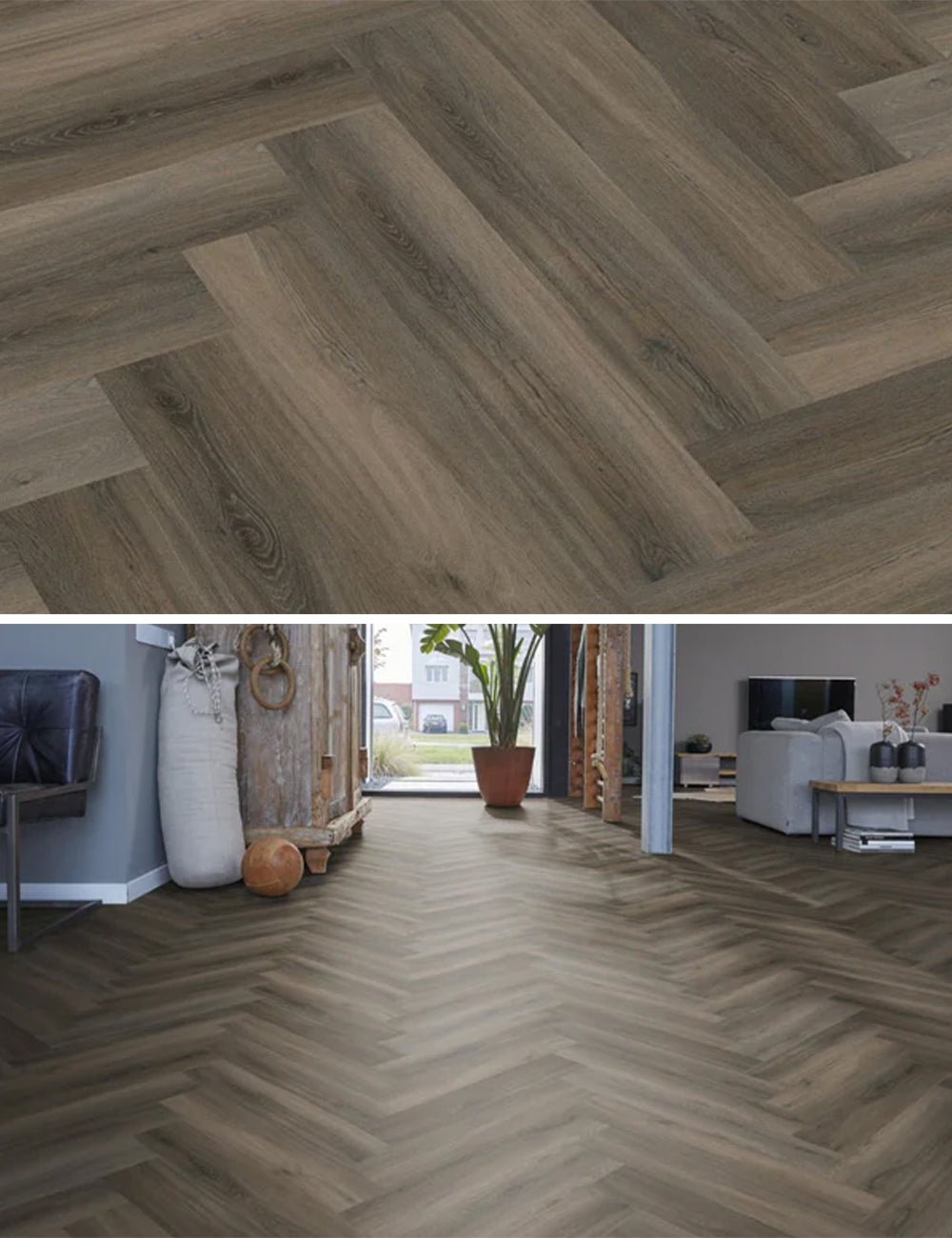 Floorlife Herringbone Click PVC YUP Herringbone Paddington Dark Grey 3506 SRC - Solza.fr