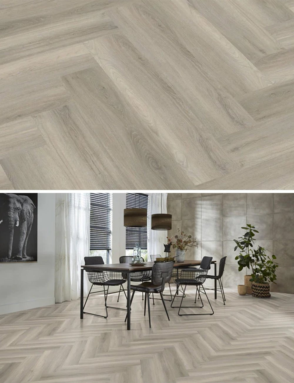 Floorlife Visgraat Click PVC YUP Herringbone Paddington Grey 3505 SRC - Solza.nl
