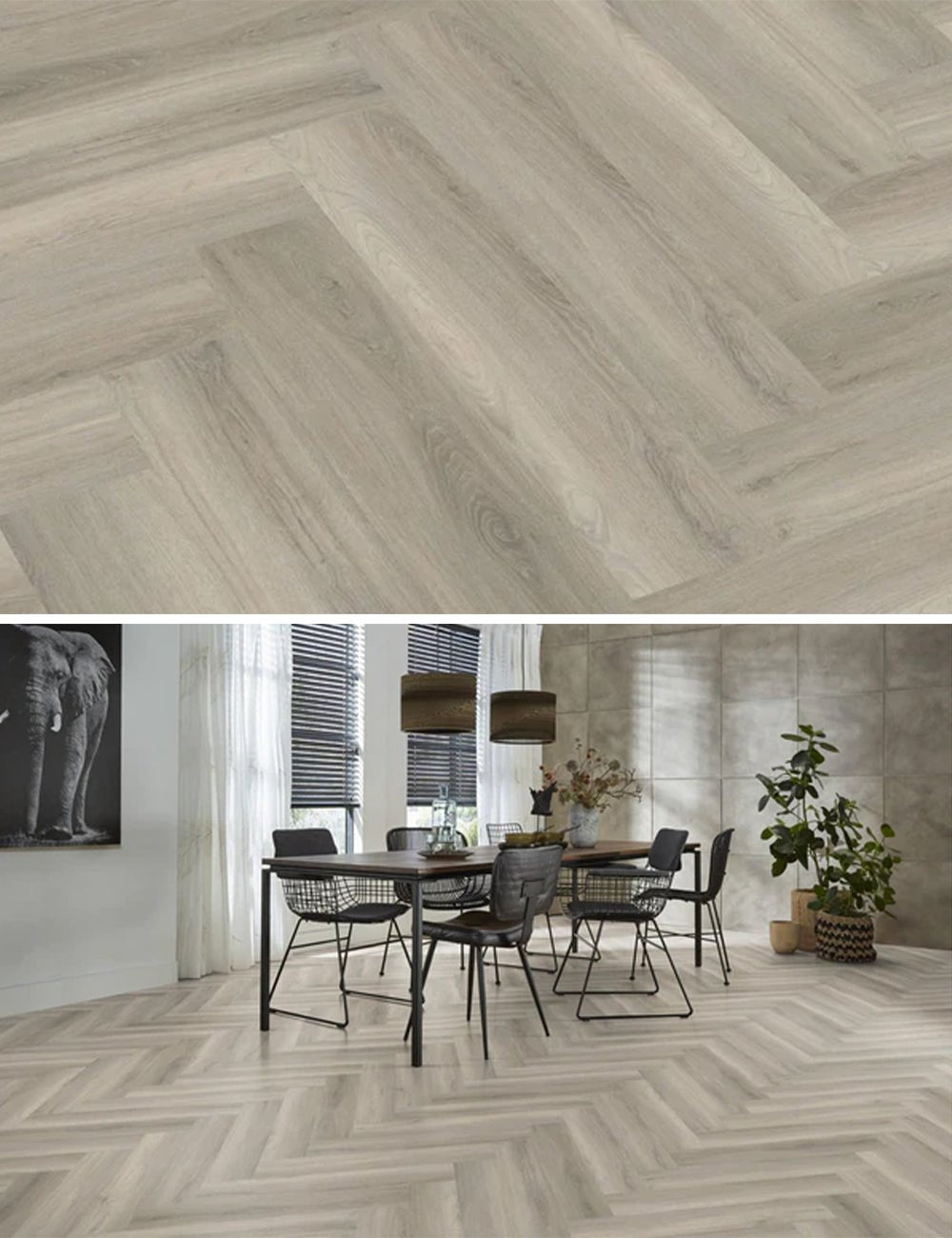 Floorlife Herringbone Click PVC YUP Herringbone Paddington Grey 3505 SRC - Solza.fr