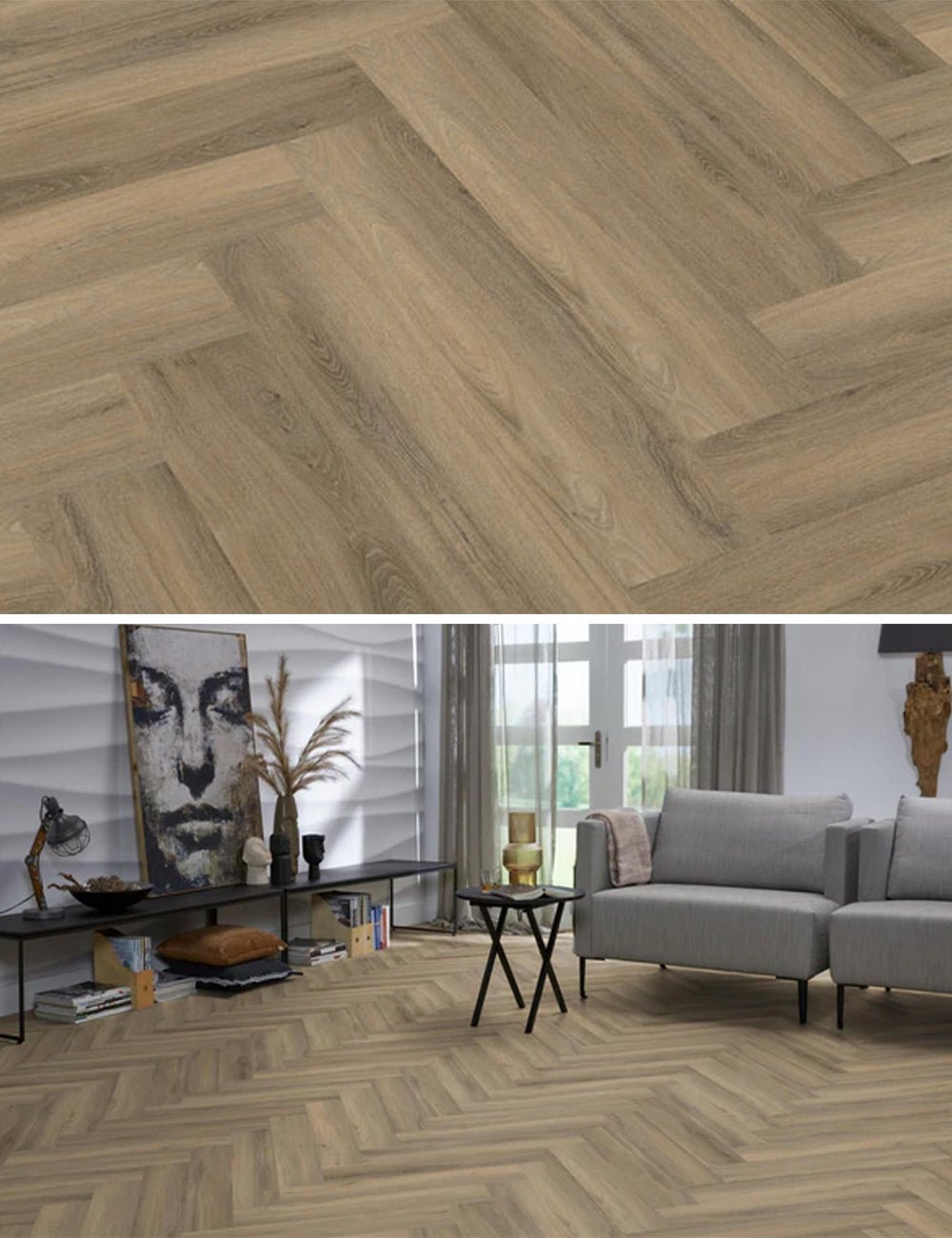 Floorlife Herringbone Click PVC YUP Herringbone Paddington Light Brown 3502 SRC - Solza.fr