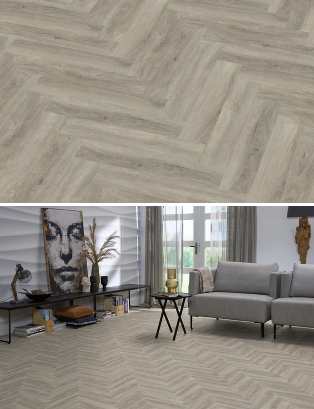 Floorlife Herringbone Click PVC YUP Herringbone Parramatta Light Grey 2533 SRC - Solza.fr