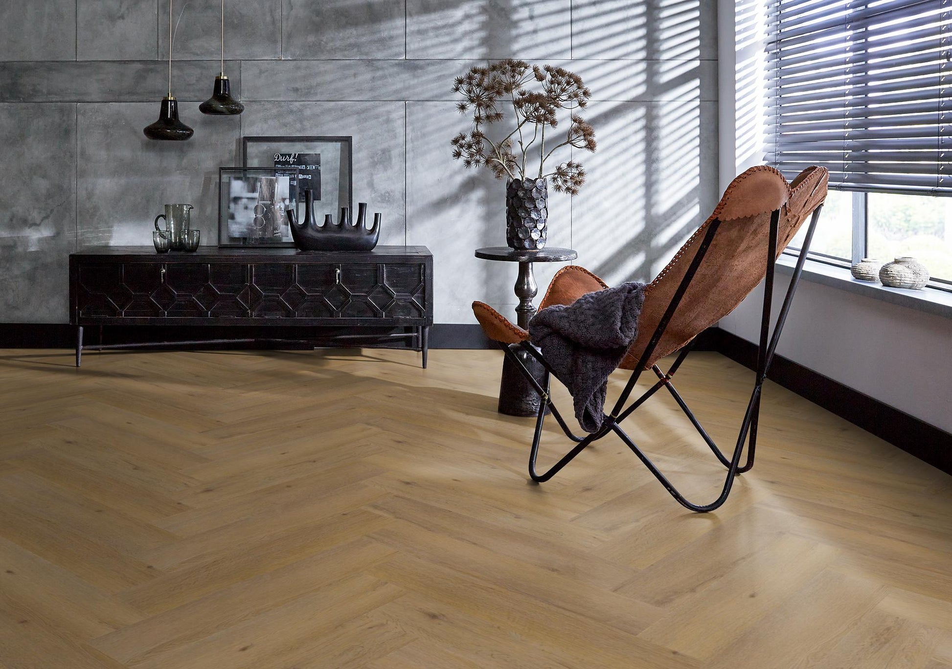 Floorlife Visgraat Click PVC YUP Leyton Herringbone Dark Oak 2823 SRC - Solza.nl