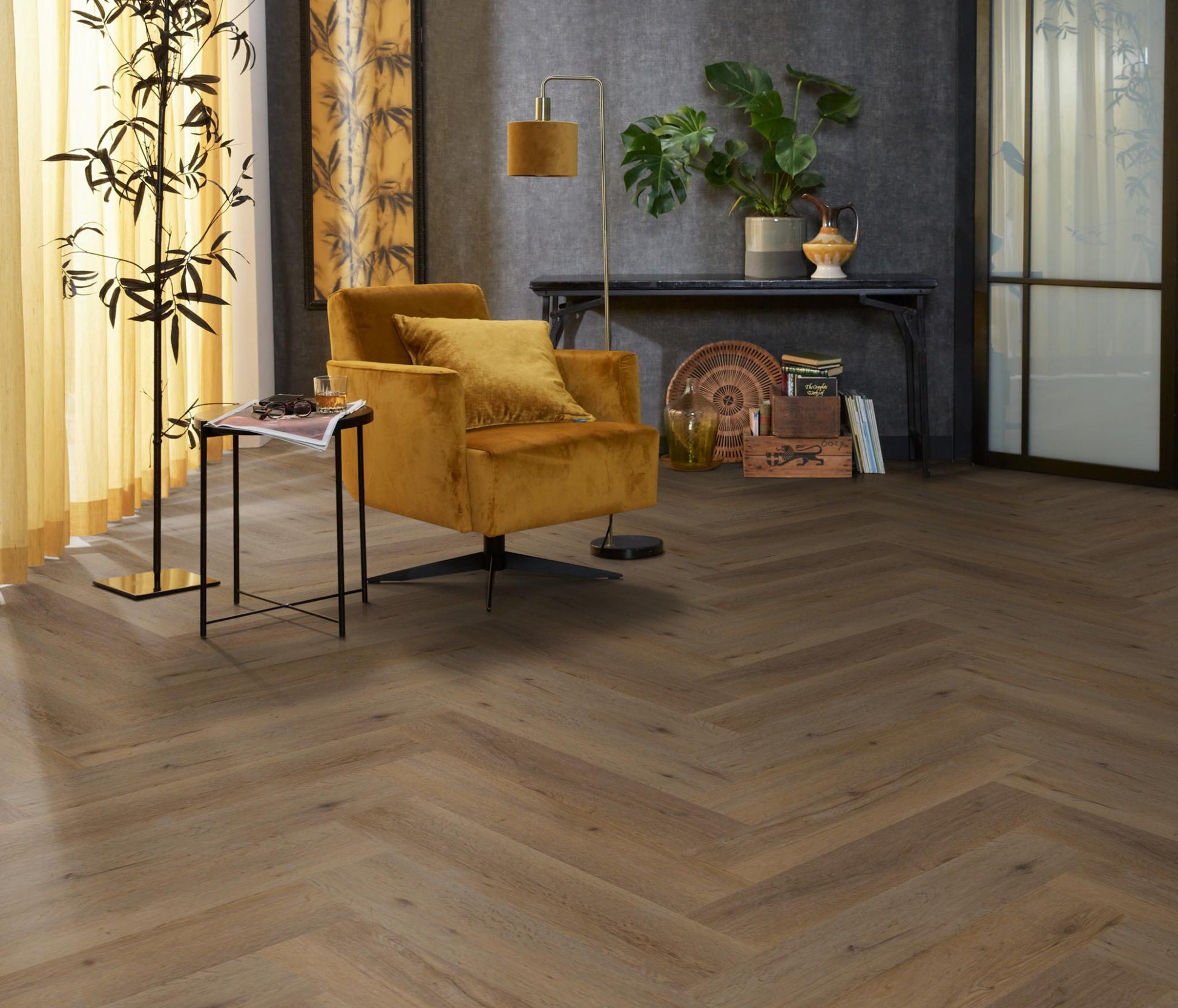 Floorlife Visgraat Click PVC YUP Leyton Herringbone Natural Oak 2822 SRC - Solza.nl