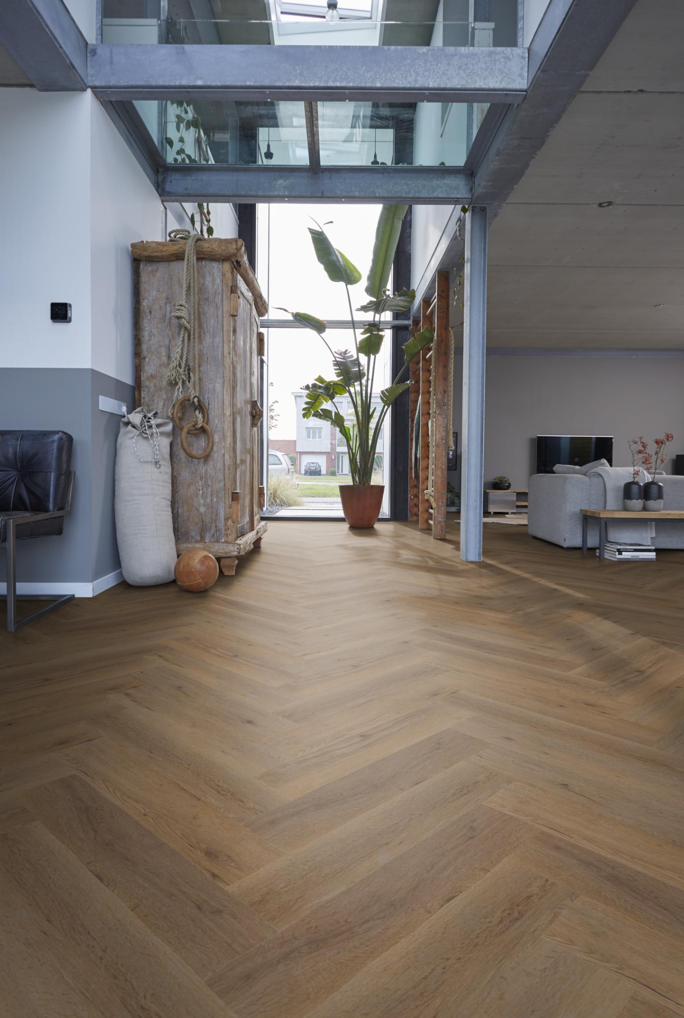 Floorlife Visgraat Click PVC YUP Leyton Herringbone Natural Oak 2822 SRC - Solza.nl