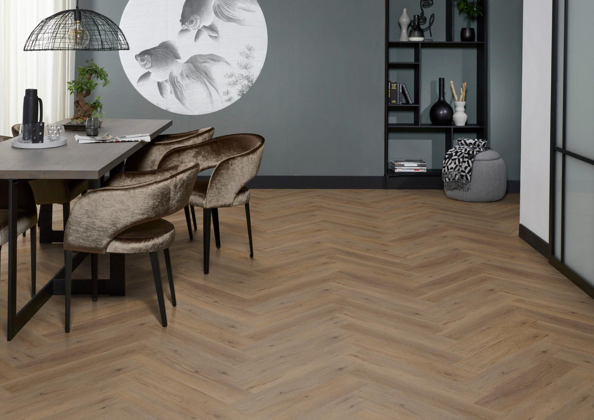 Floorlife Visgraat Click PVC YUP Leyton Herringbone Natural Oak 2822 SRC - Solza.nl