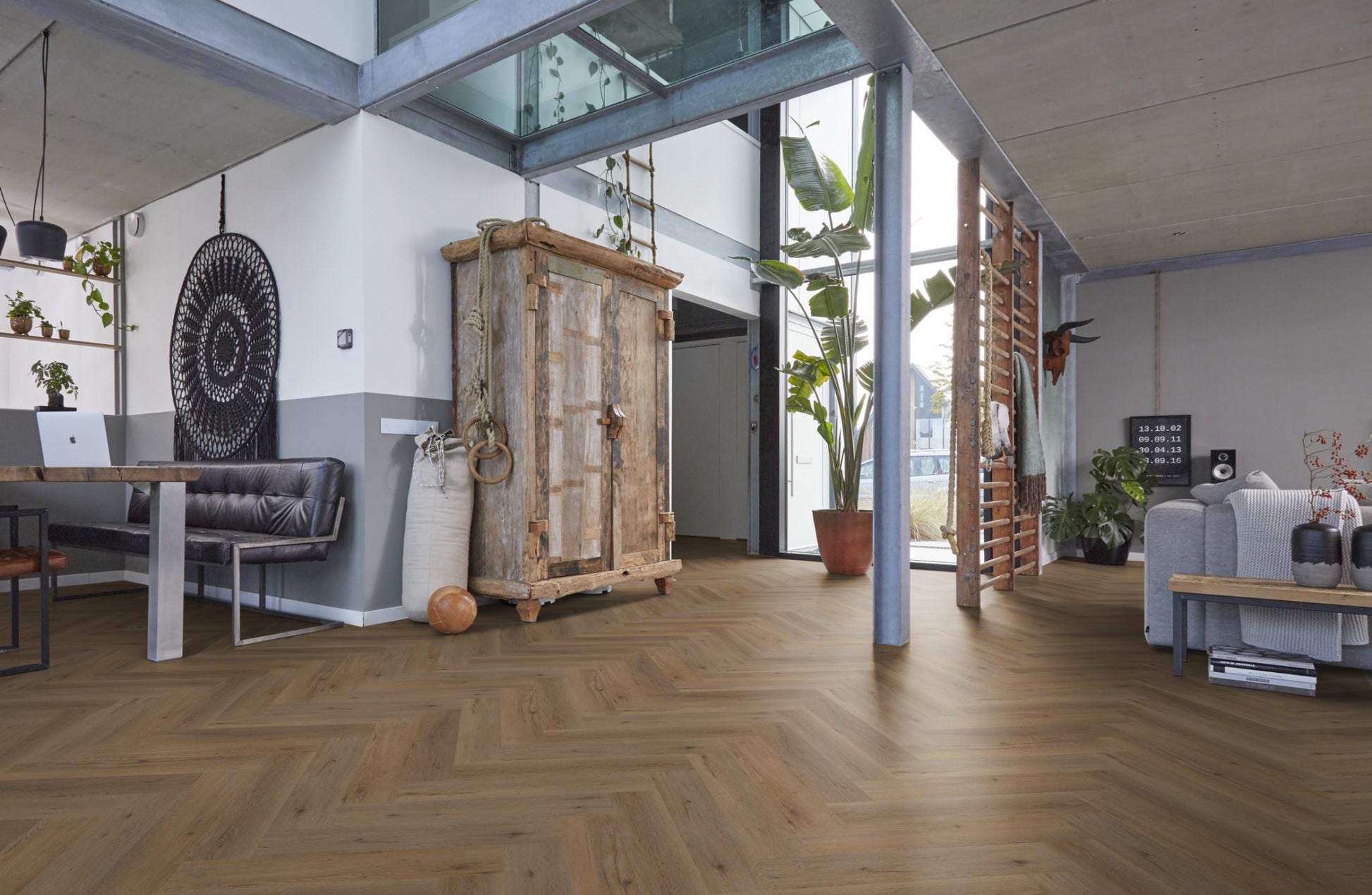 Floorlife Visgraat Click PVC YUP Leyton Herringbone Natural Oak 2822 SRC - Solza.nl