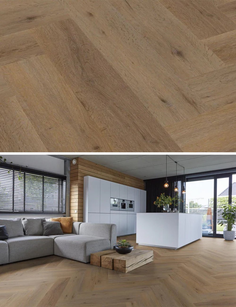 Floorlife Herringbone Click PVC YUP Leyton Herringbone Natural Oak 2822 SRC - Solza.fr