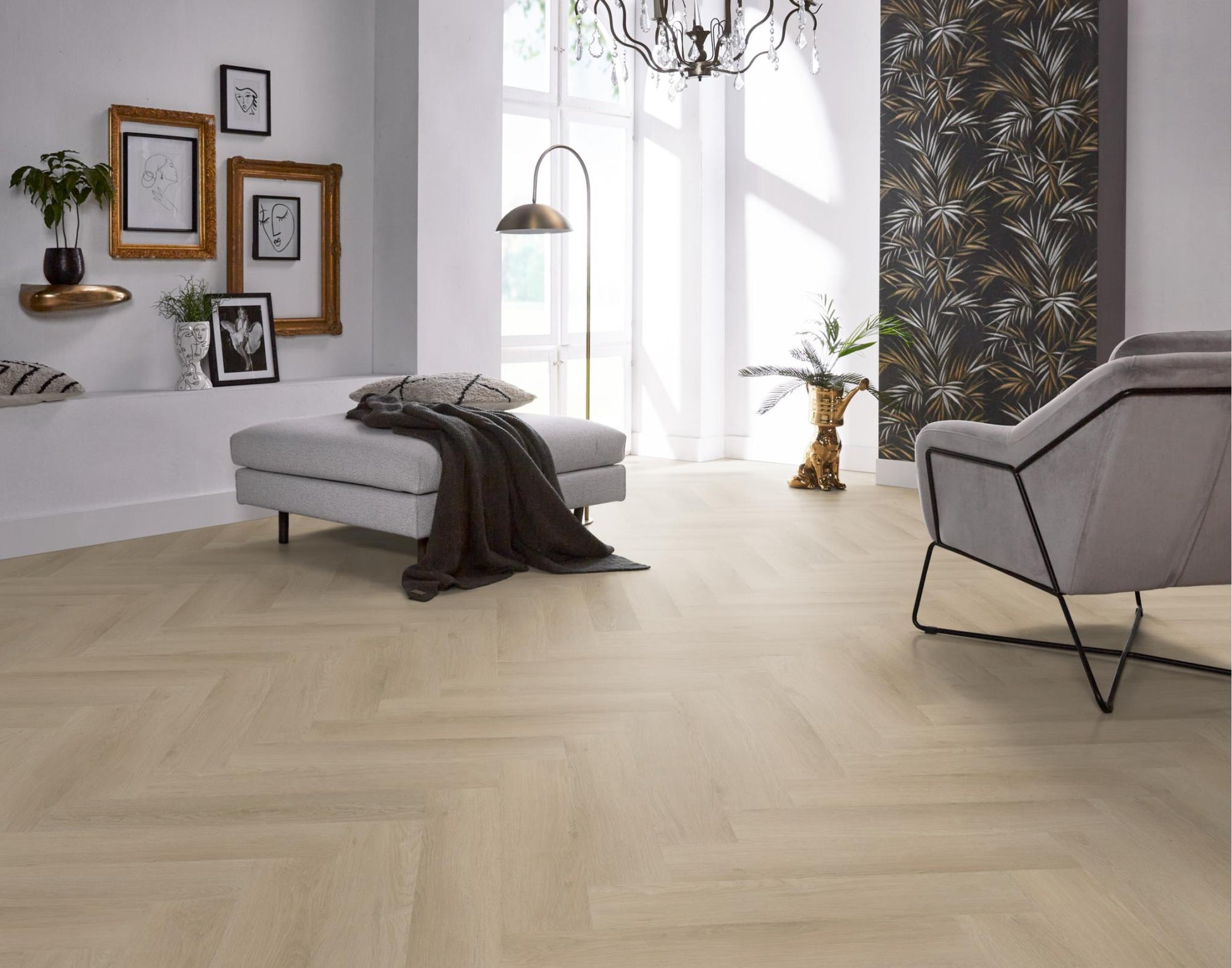 Floorlife Visgraat Click PVC YUP Merton Herringbone Beige 7610 - Solza.nl