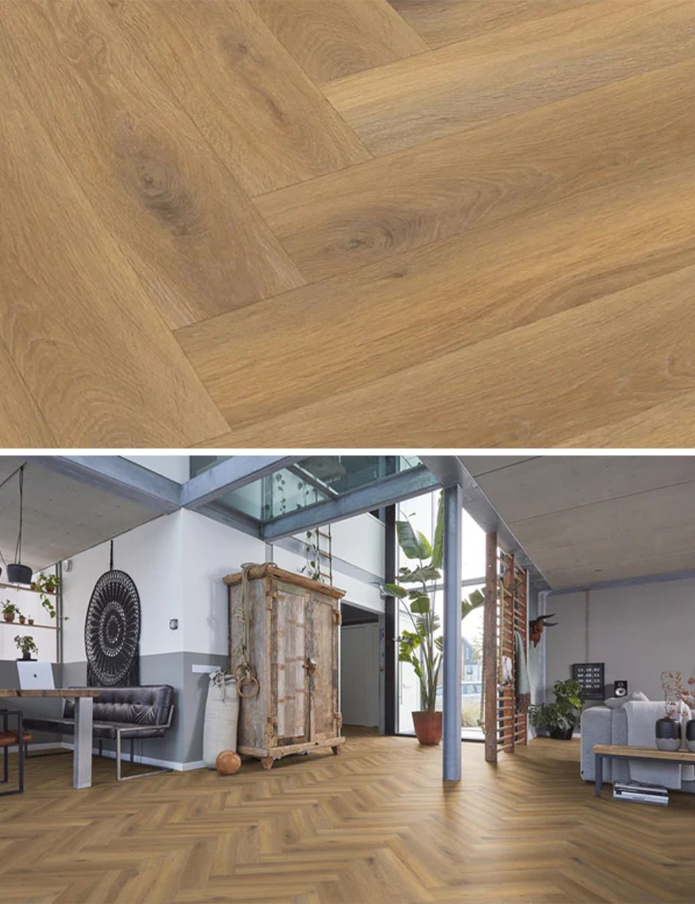 Stratifié Floorlife Herringbone aspect bois Bayside Oak 4861 - Solza.fr