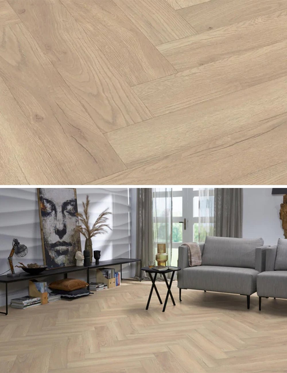 Floorlife Stratifié Herringbone Wood-look Bayside Oak light natural 3425 - Solza.fr