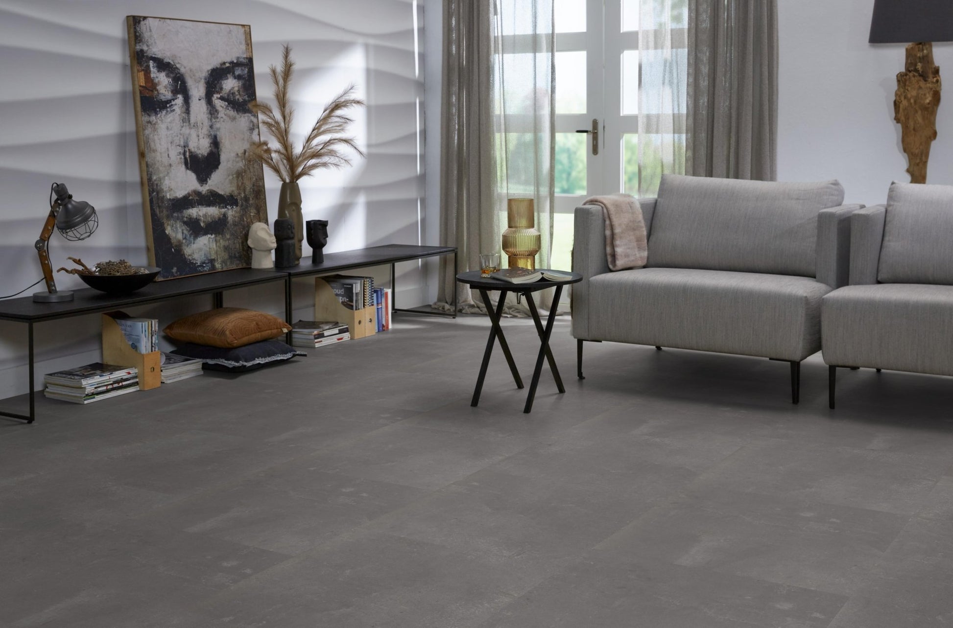 Floorlife Westminster Dark Grey 5203 Tegel Dryback PVC - Natuursteen look 61x61 cm - Solza.nl