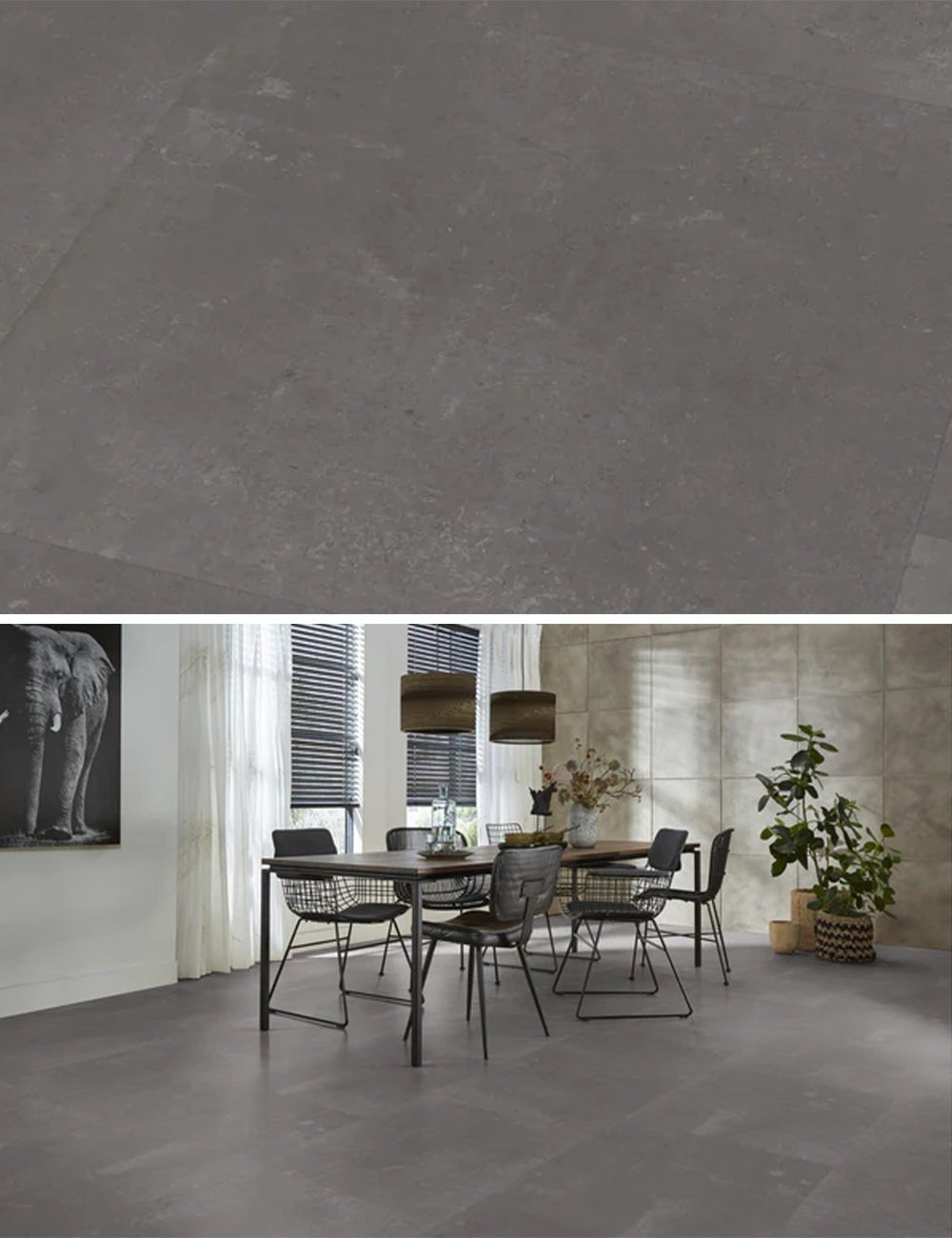 Floorlife Westminster Dark Grey 5203 Carrelage Dryback PVC - Aspect pierre naturelle 61x61 cm - Solza.fr