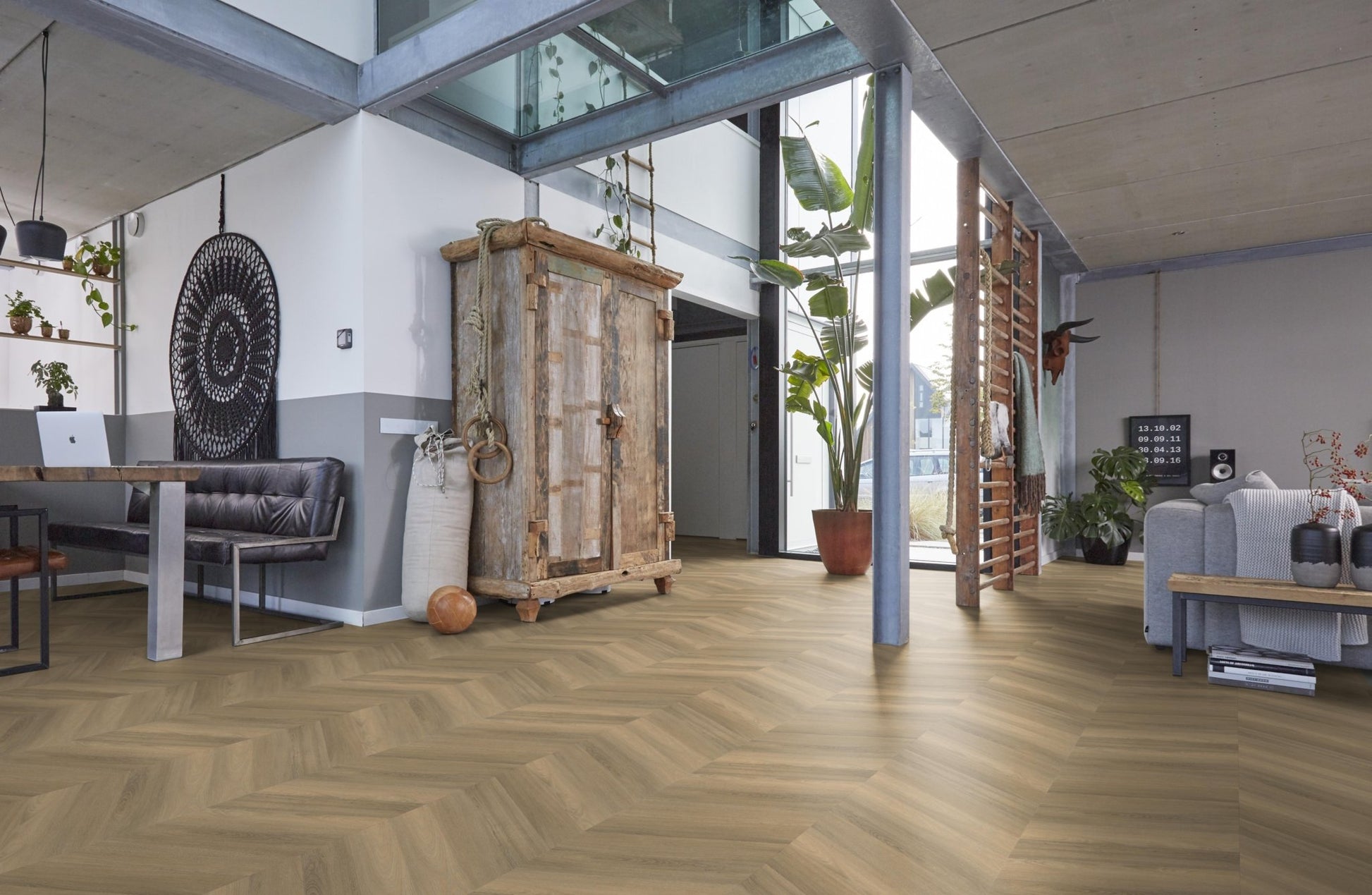 Floorlife Yup Chevron Paddington Natural Dryback PVC - Hongaarse punt - Solza.nl