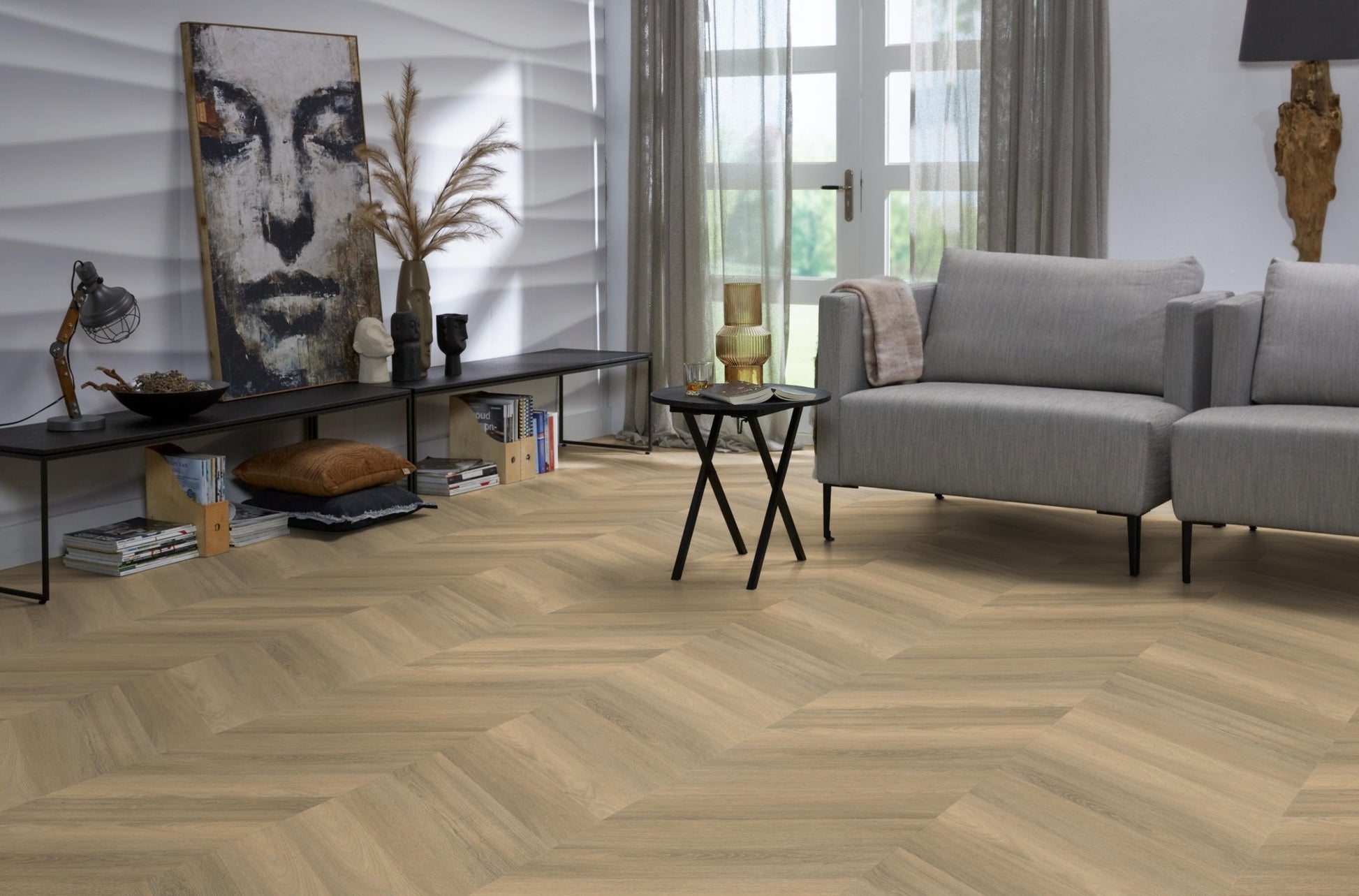 Floorlife Yup Chevron Paddington Natural Dryback PVC - Hongaarse punt - Solza.nl