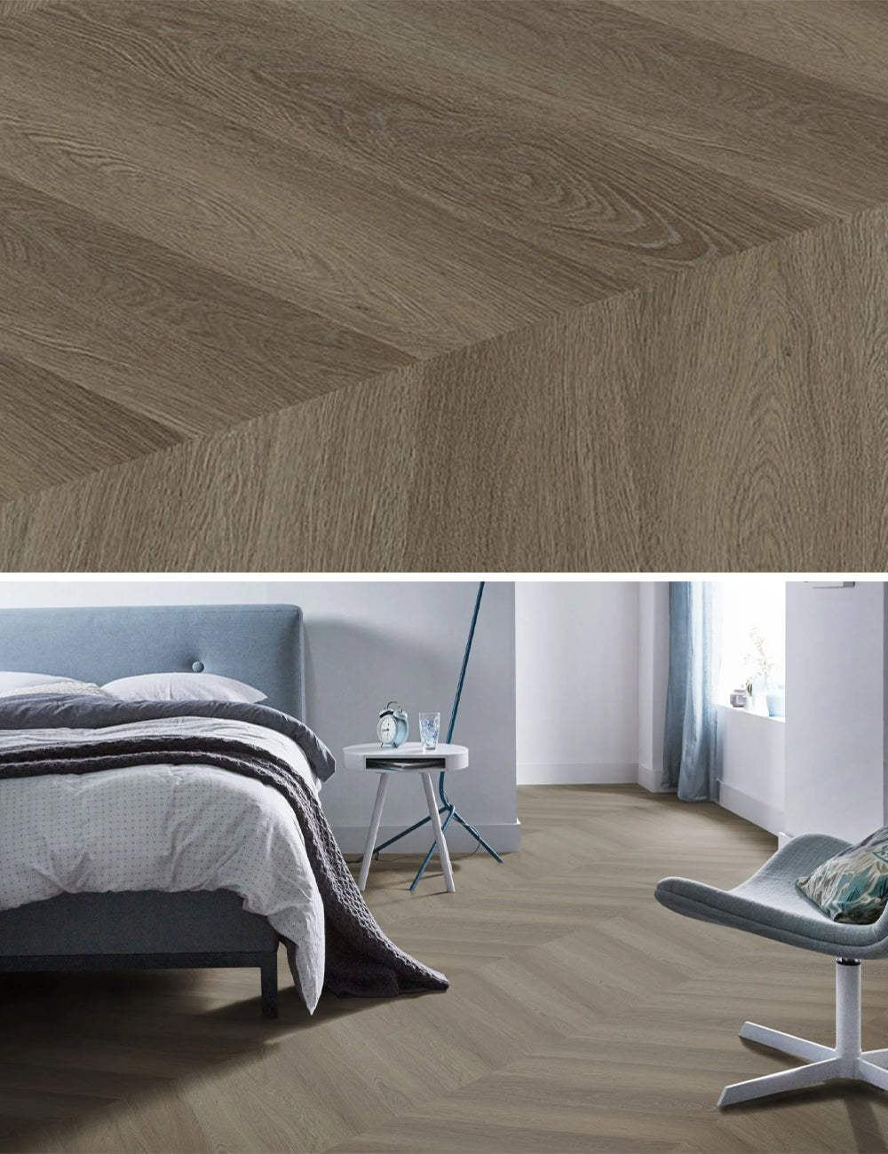 Floorlife Yup Fulham Chevron Brown 1615 Dryback PVC - Pointe de Hongrie - Solza.fr