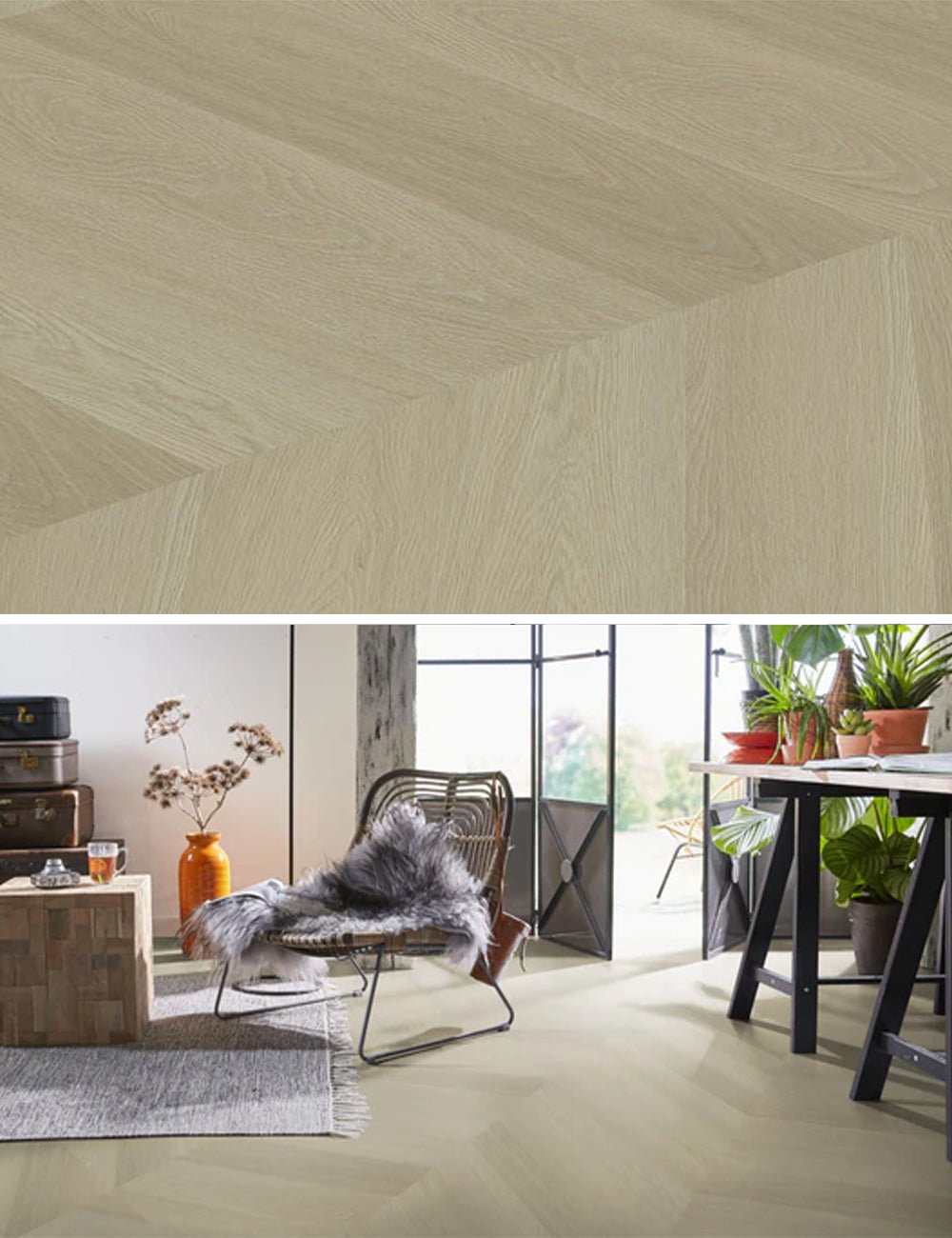 Floorlife Yup Fulham Chevron Smoky 1612 Dryback PVC - Pointe de Hongrie - Solza.fr