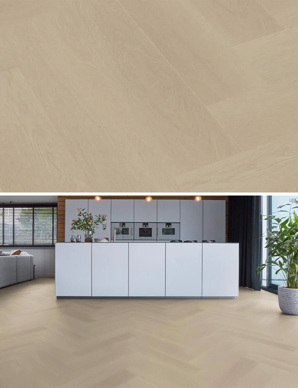 Floorlife Yup Fulham Herringbone Beige Dryback PVC - Solza.fr