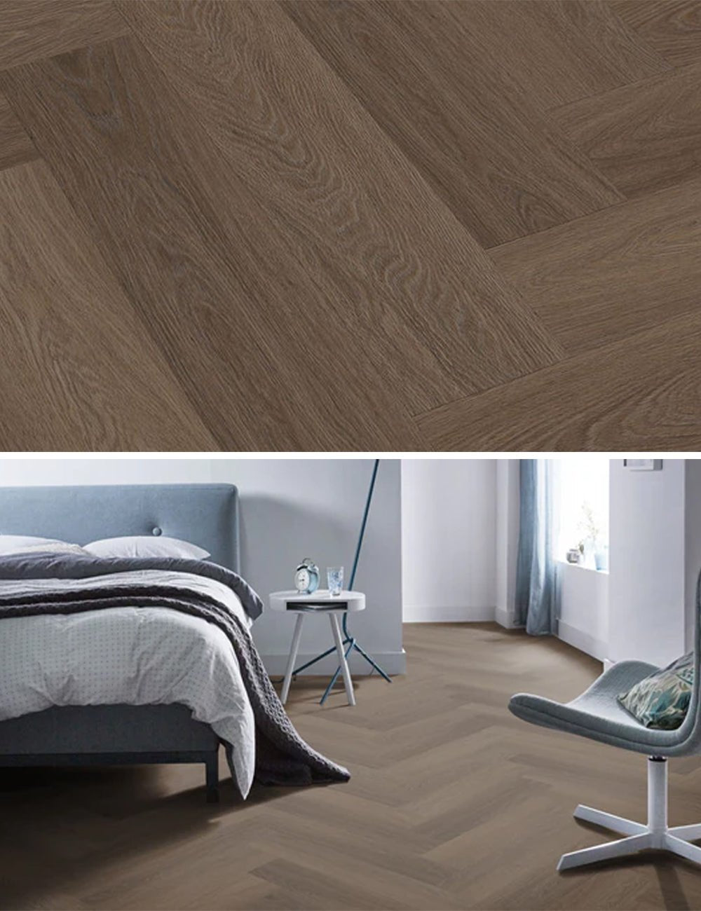 Floorlife Yup Fulham Herringbone Brown 2615 SRC Click PVC - Solza.fr