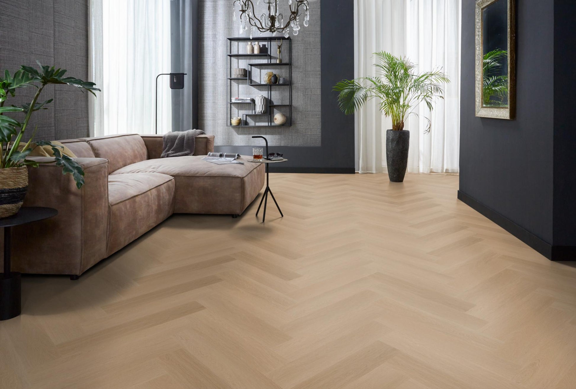 Floorlife Yup Fulham Herringbone Dark Oak Dryback PVC - Solza.fr