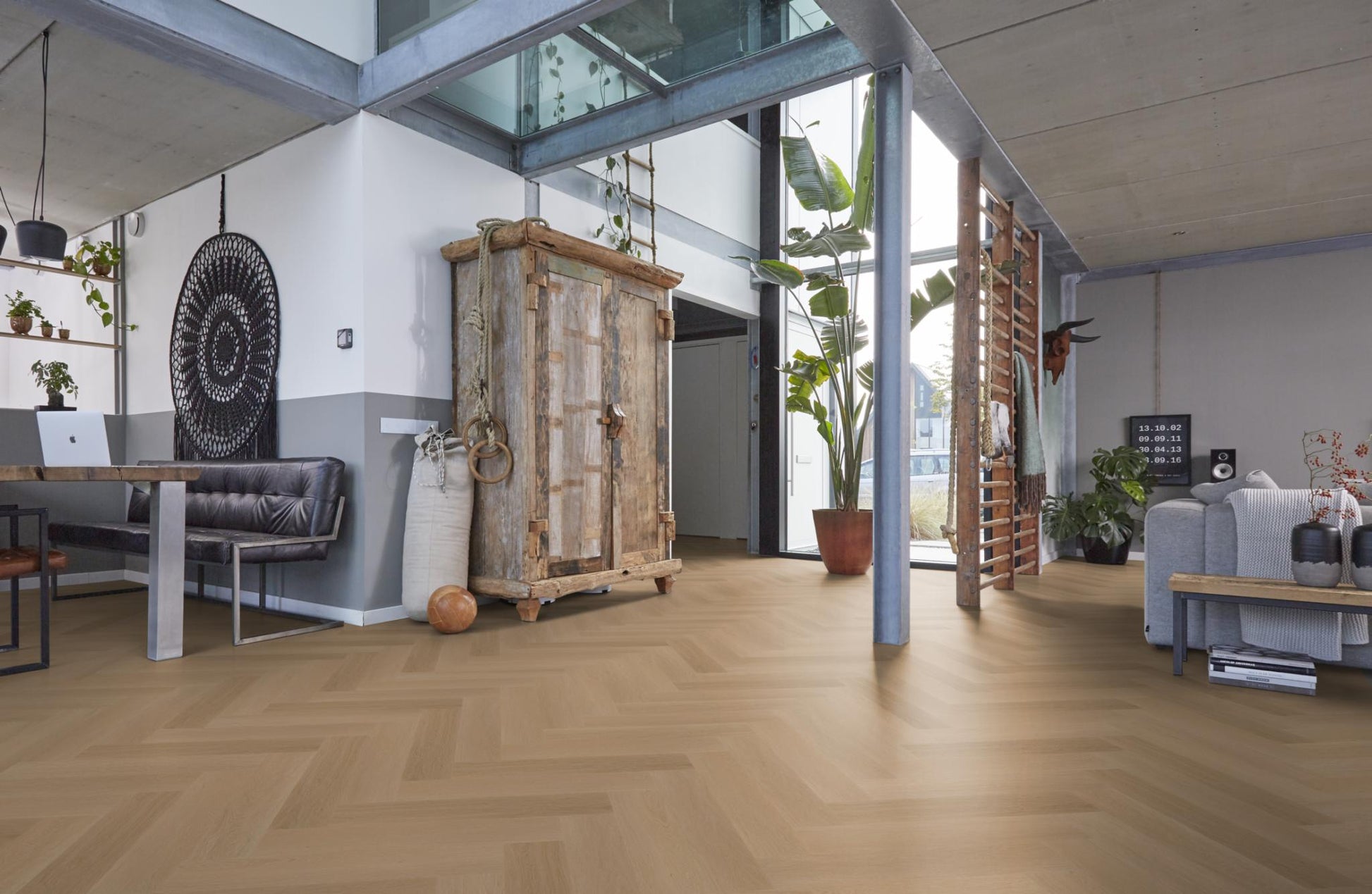 Floorlife Yup Fulham Herringbone Dark Oak Dryback PVC - Solza.fr