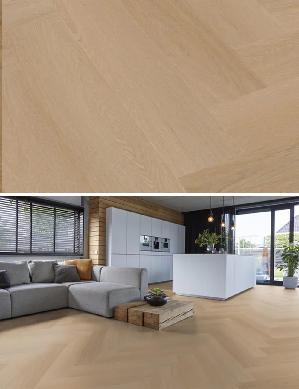 Floorlife Yup Fulham Herringbone Natural Oak Dryback PVC - Solza.fr