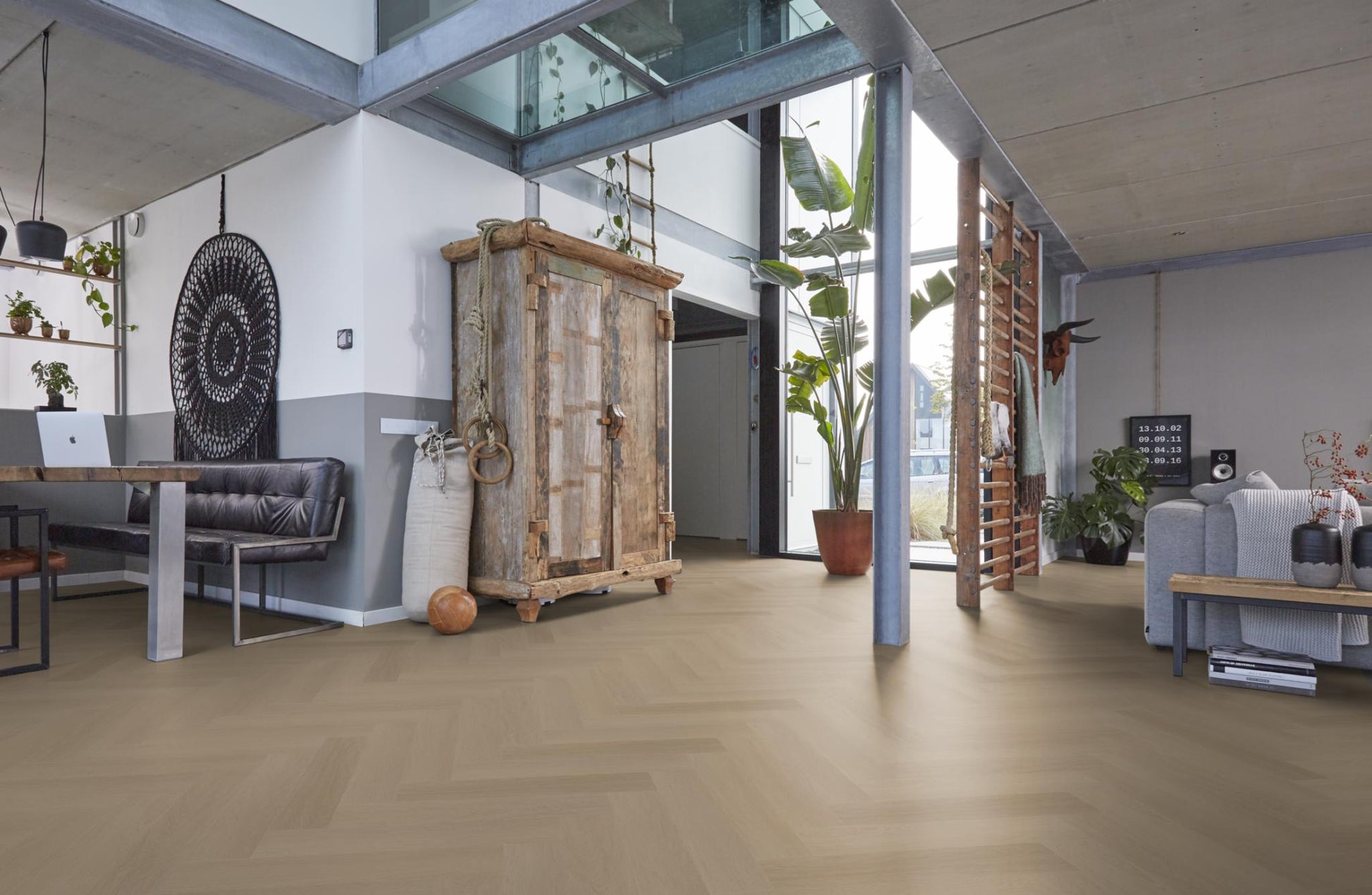 Floorlife Yup Fulham Herringbone Smoky Dryback PVC - Solza.fr