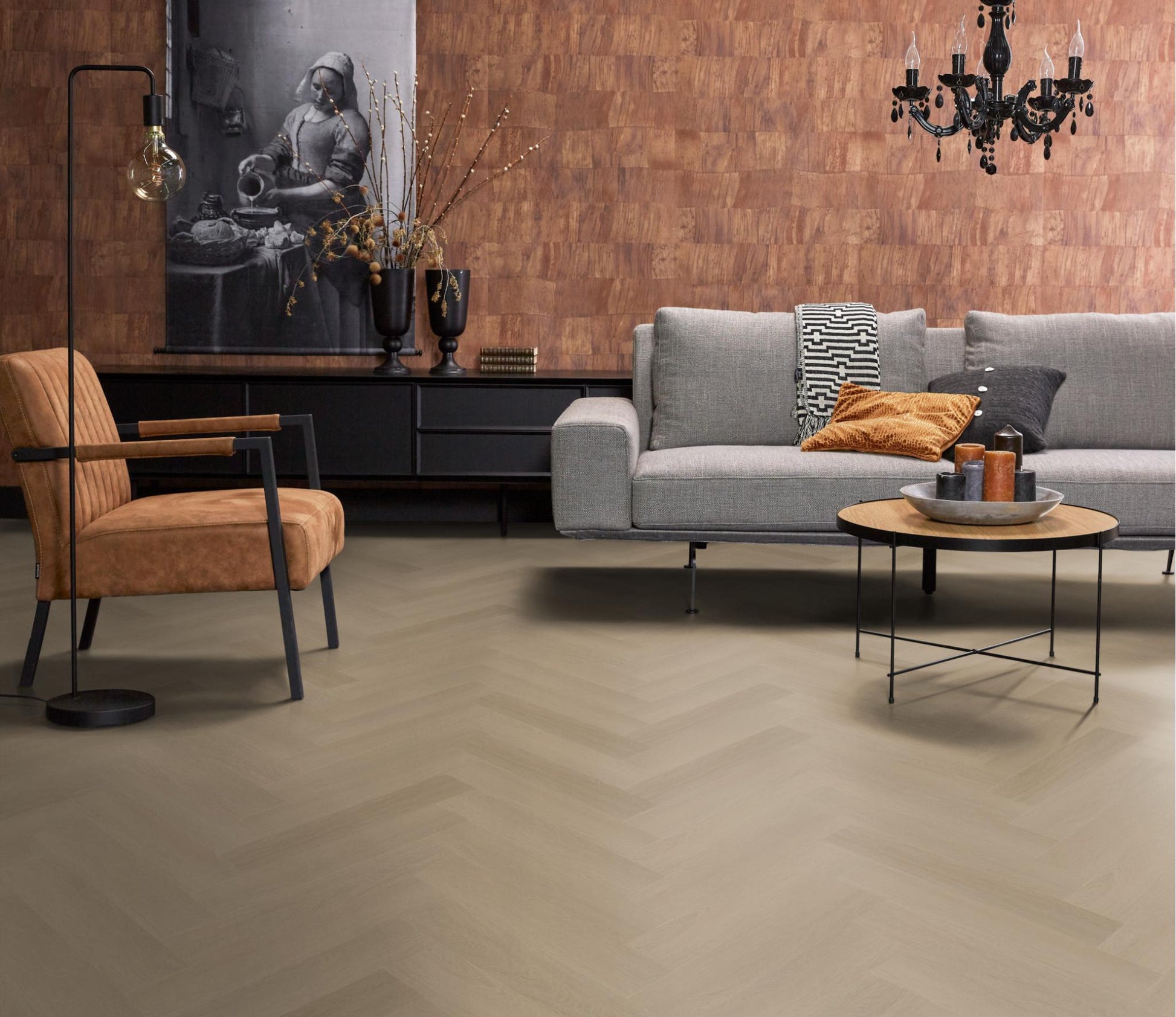 Floorlife Yup Fulham Herringbone Smoky Dryback PVC - Solza.fr