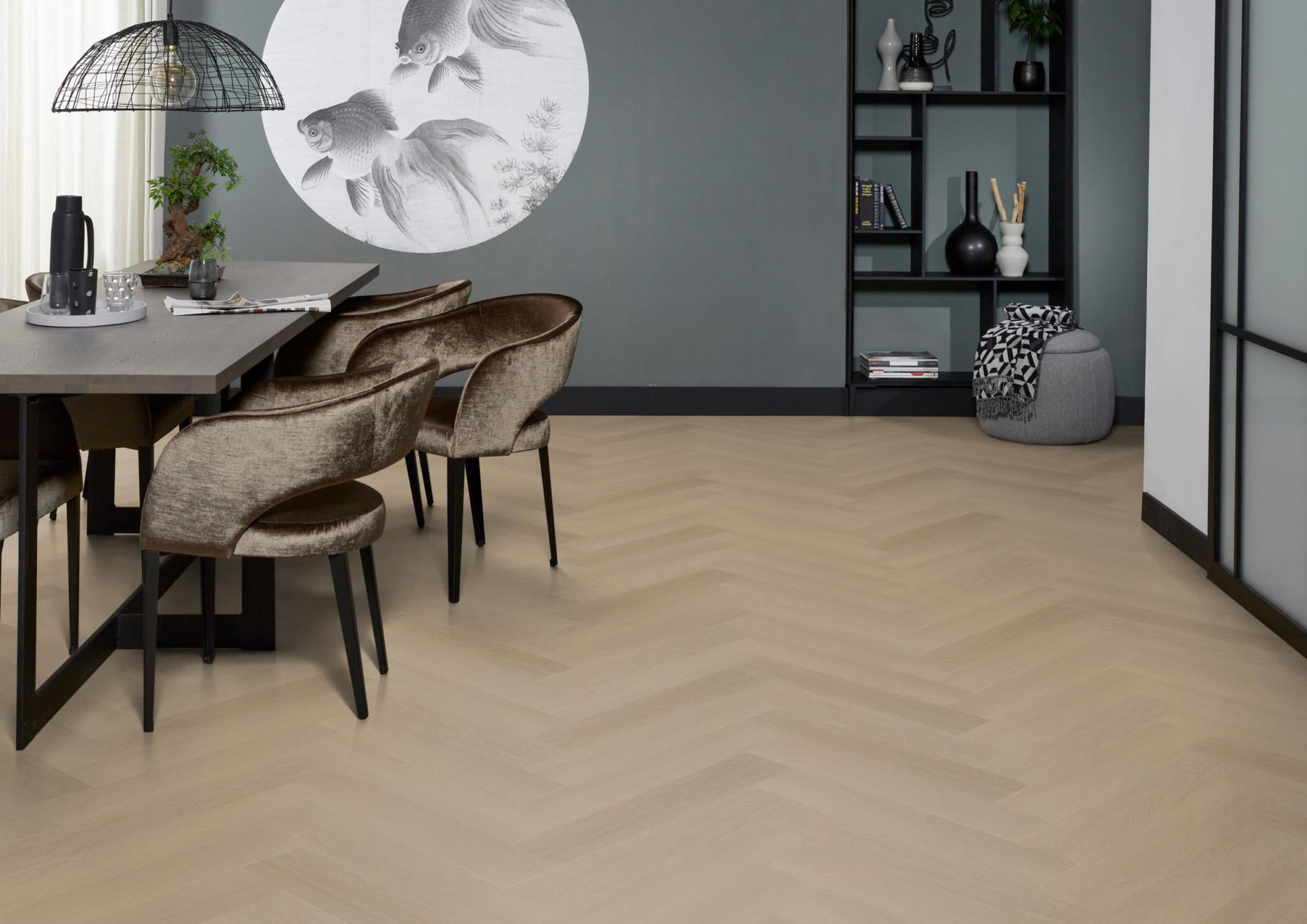 Floorlife Yup Fulham Herringbone Smoky Dryback PVC - Solza.nl