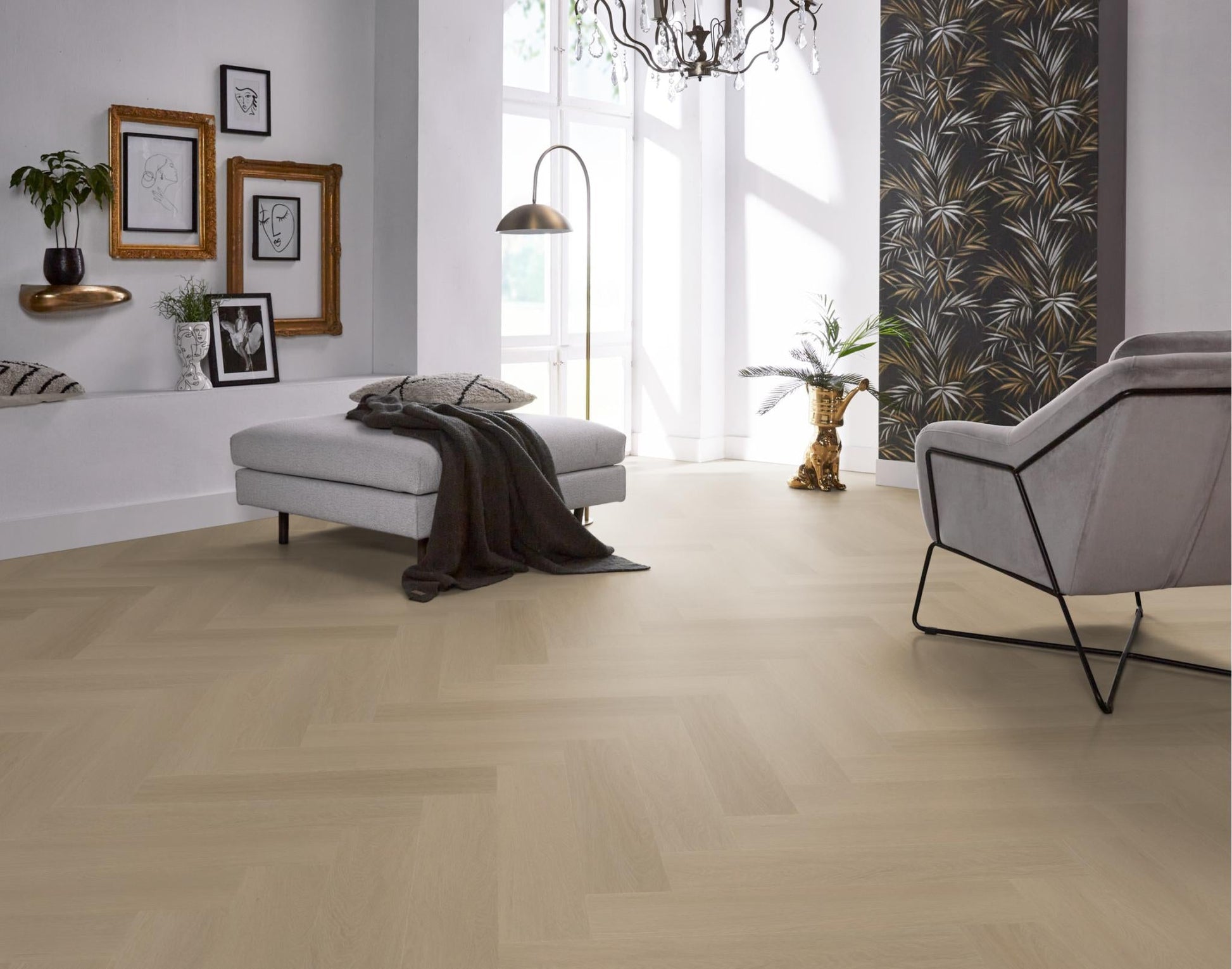 Floorlife Yup Fulham Herringbone Smoky Dryback PVC - Solza.fr