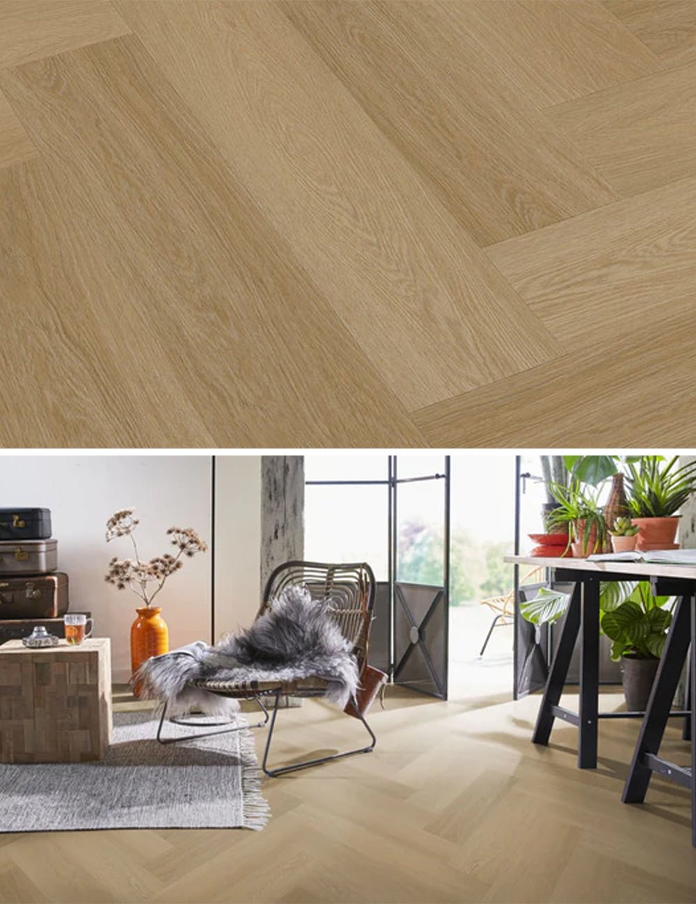 Floorlife Yup Fulham Herringbone Warm Oak 2614 SRC Click PVC - Solza.fr